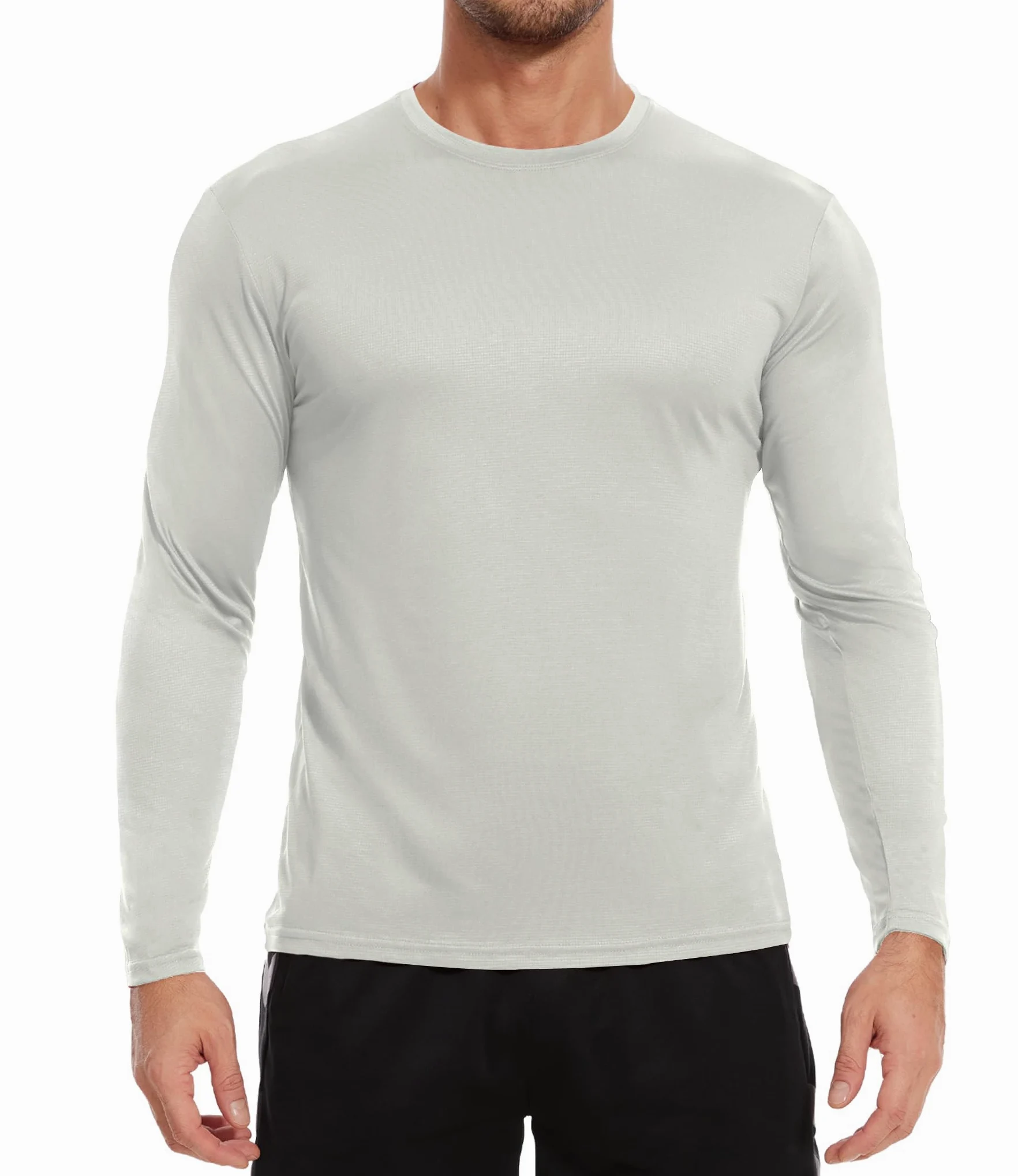 Kinglaman Paquete de 6/7 camisas ligeras de manga larga para hombre, ajuste seco, para entrenamiento, gimnasio, protección solar UPF SPF UV, secado rápido