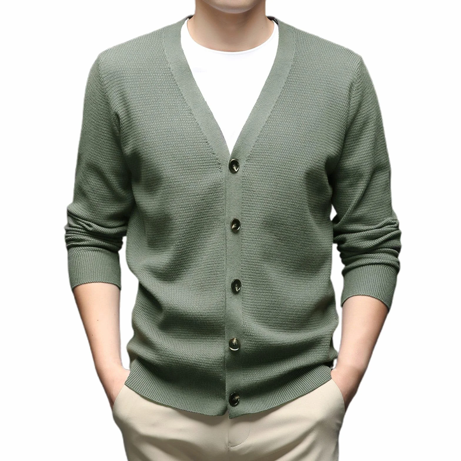 Genérico Cardigan Punto Hombre, Botones Chaqueta Hombre Cuello V Cierre De Botones Y Bolsillos para Chaqueta Primavera Y Otoño Cómodo Suave Abrigo Casual Moda para La Moda Diaria Y Comodidad