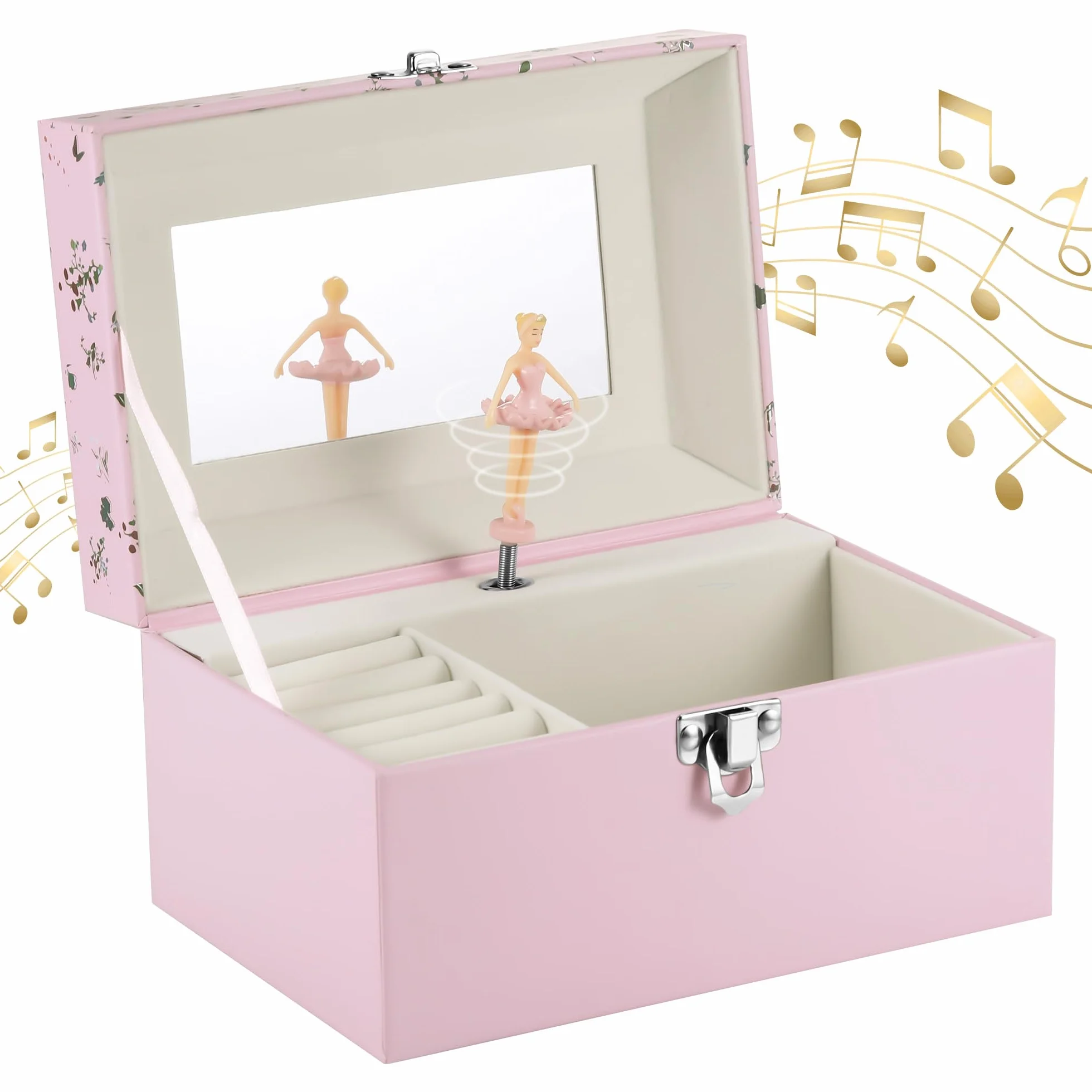 Joyero Musical Niña Bailarina Giratoria Caja de Música 3-10 Años 18x12x10cm Rosa
