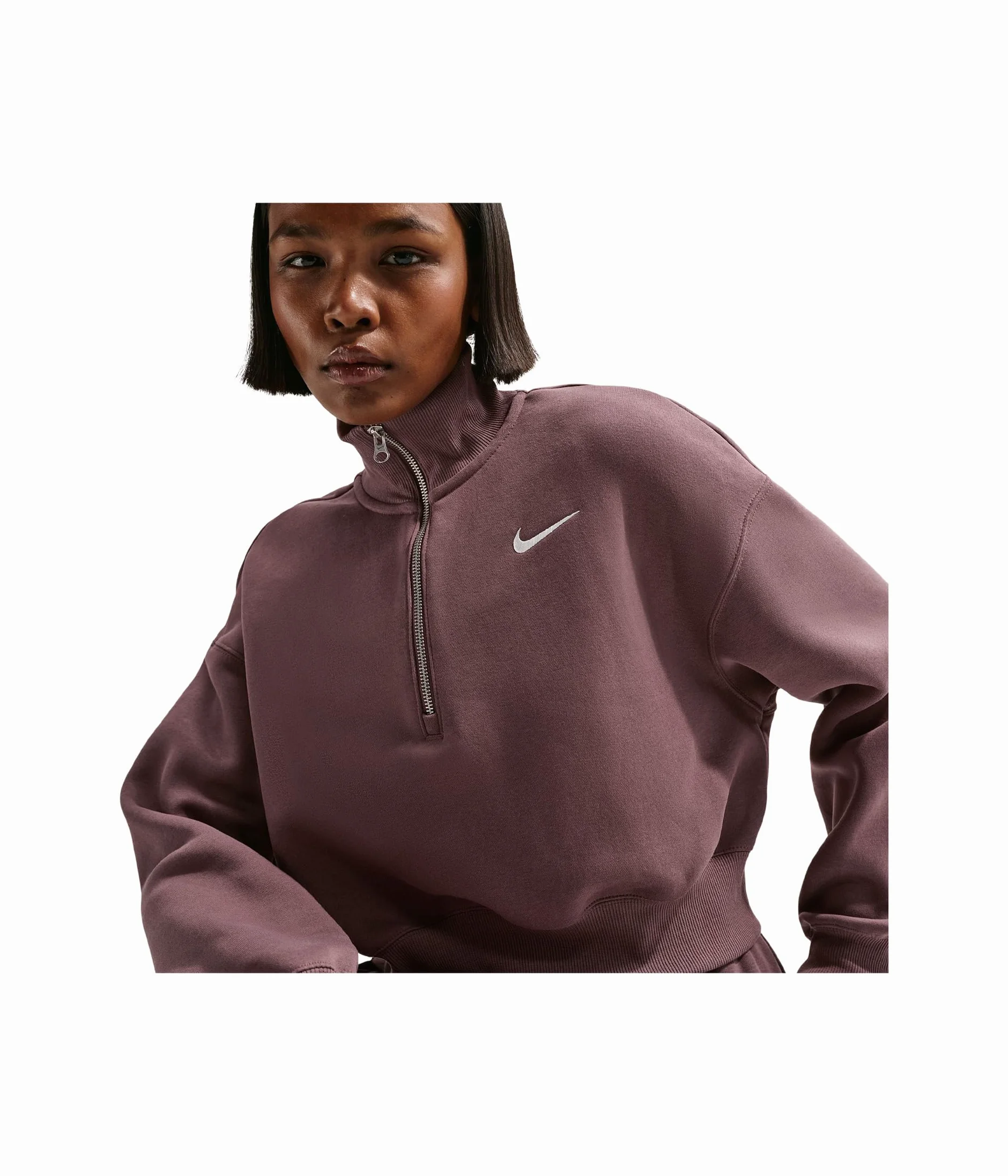 NIKE W NSW Phnx FLC Qz Crop Sweatshirt Mujer (Pack de 1)