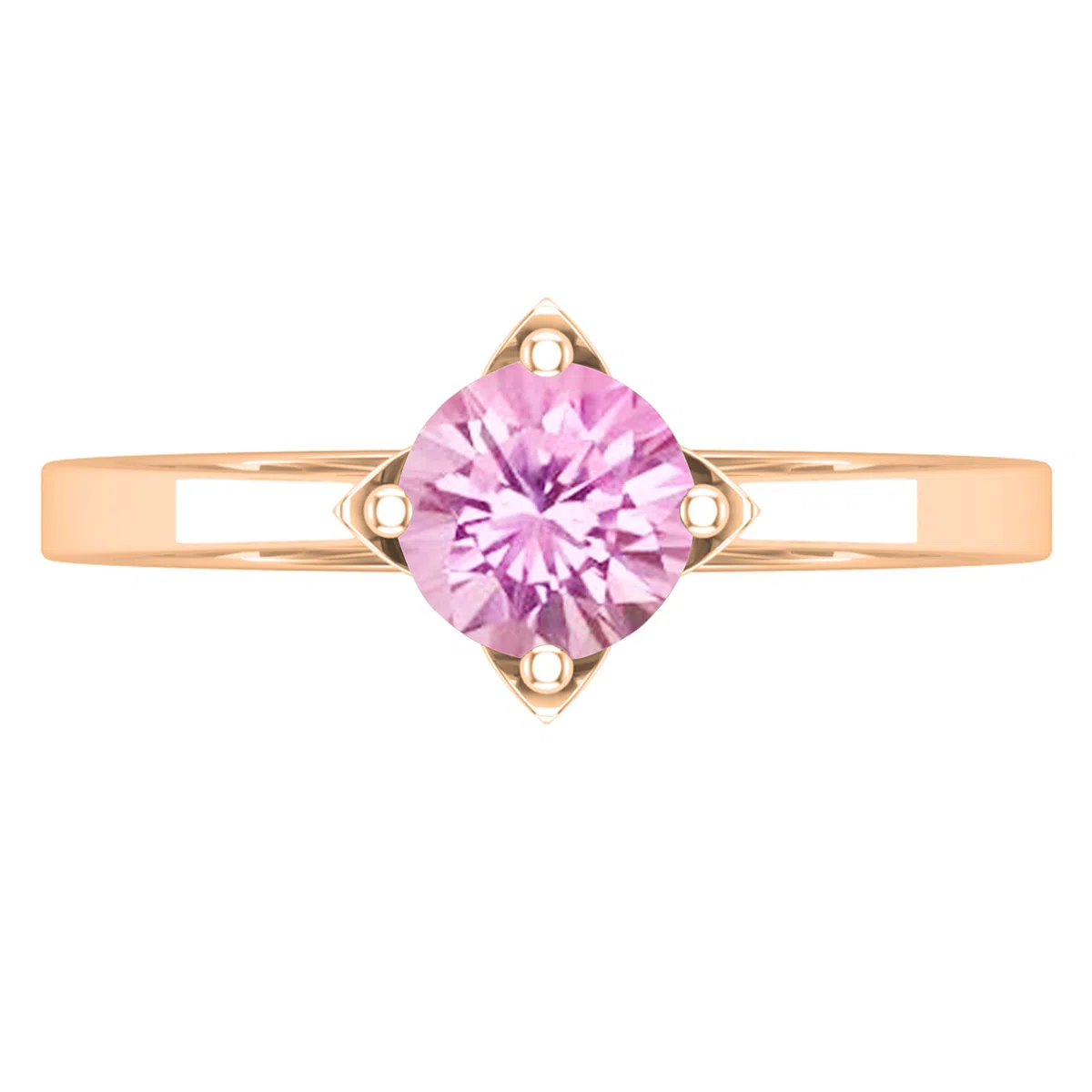 Dazzlingrock Collection Anillo de compromiso solitario redondo de 6 mm creado en laboratorio para ella en oro blanco de 18 quilates, Zafiro rosa sintético Oro rosa, Zafiro rosa redondo creado