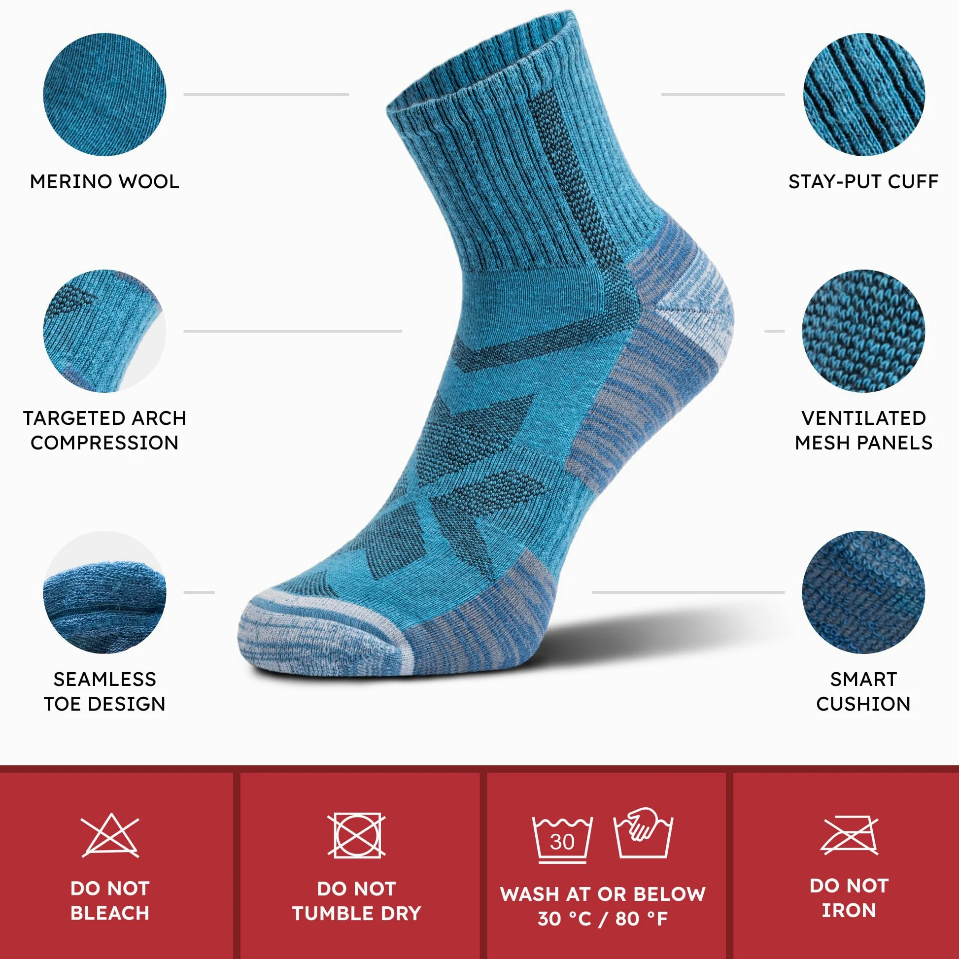 NORDIC Socks Calcetines Bajos Senderismo Lana Merino 5 pares | Antiampollas, Absorben la Humedad, Antiolor