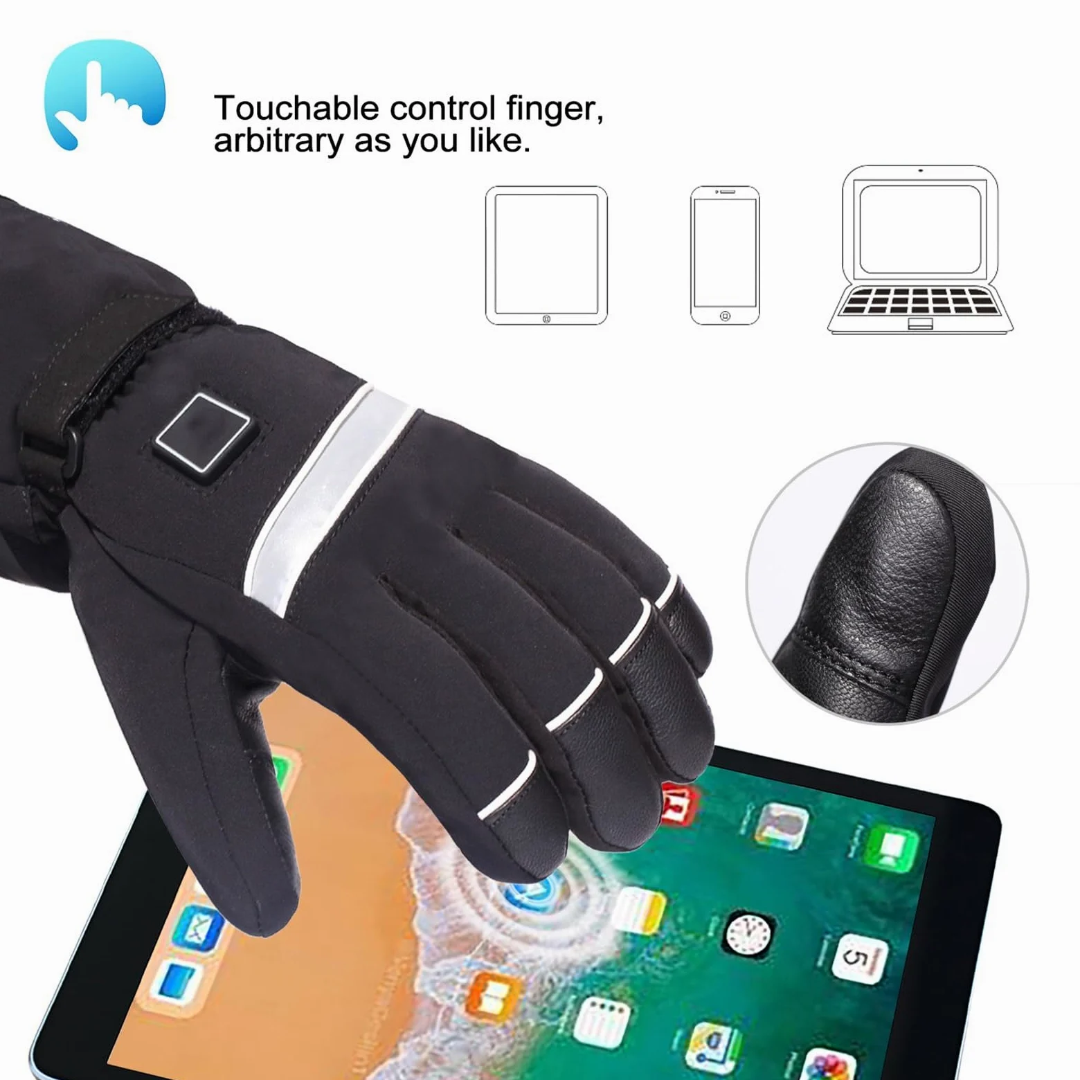 Guantes térmicos para hombre, impermeables, resistentes al viento, funcionan con pilas, diseño de pantalla táctil para actividades de esquí y ciclismo al aire libre en invierno