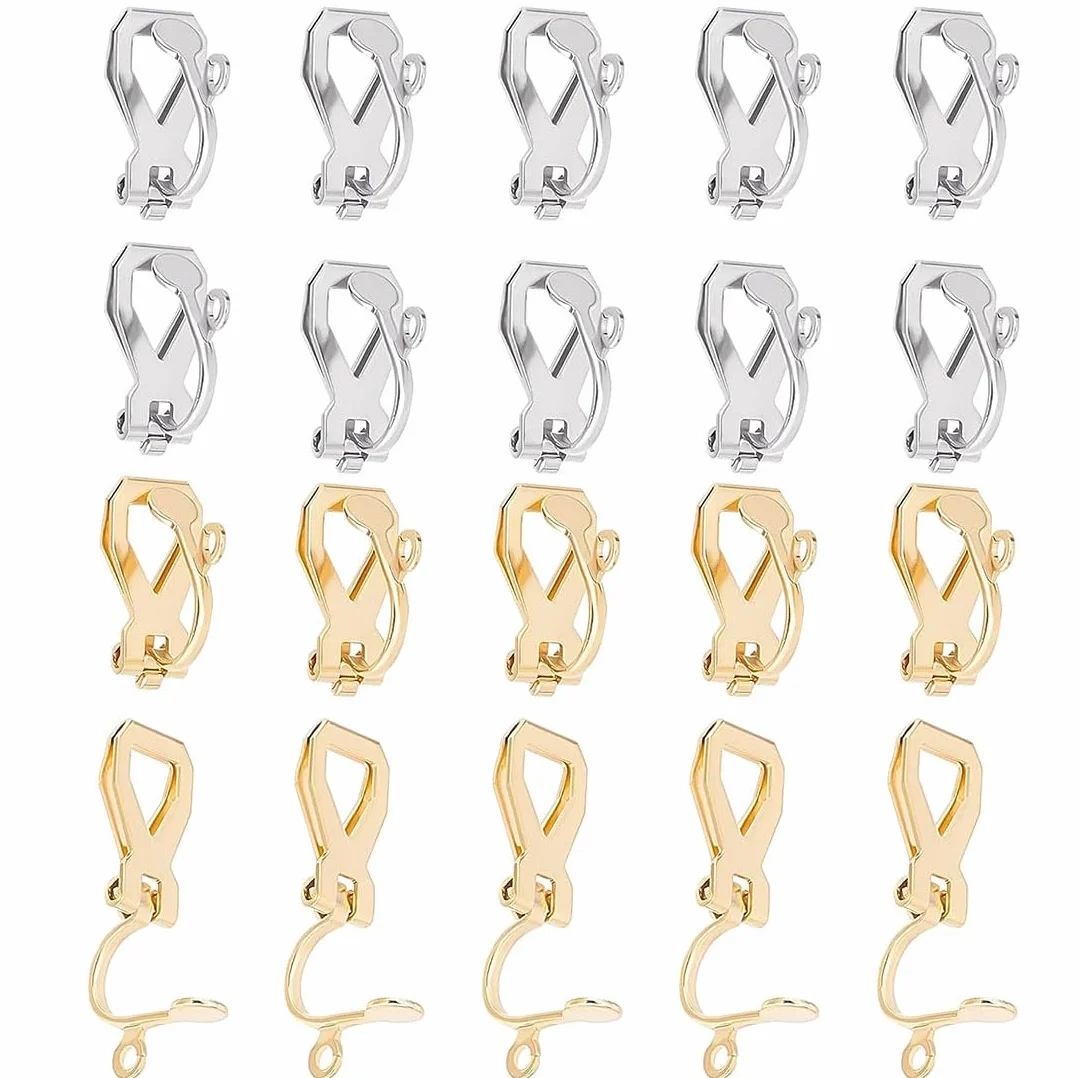 Pendientes con Clip Acero Inoxidable Dorado Convertidores para Orejas no Perforadas
