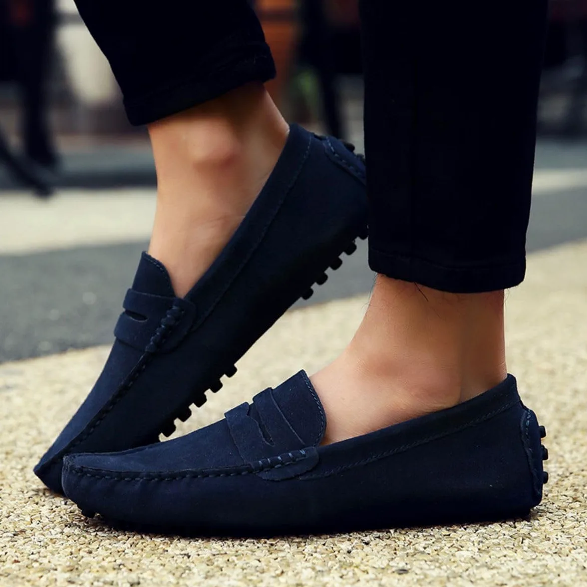 Hombres Elegante Hebilla Mocasines Comodidad Ante Zapatos de Conducir Estiloso Pantuflas Holgazanes Slip On Verano Plano Cuero Zapatos de Conducción 38-49 EU