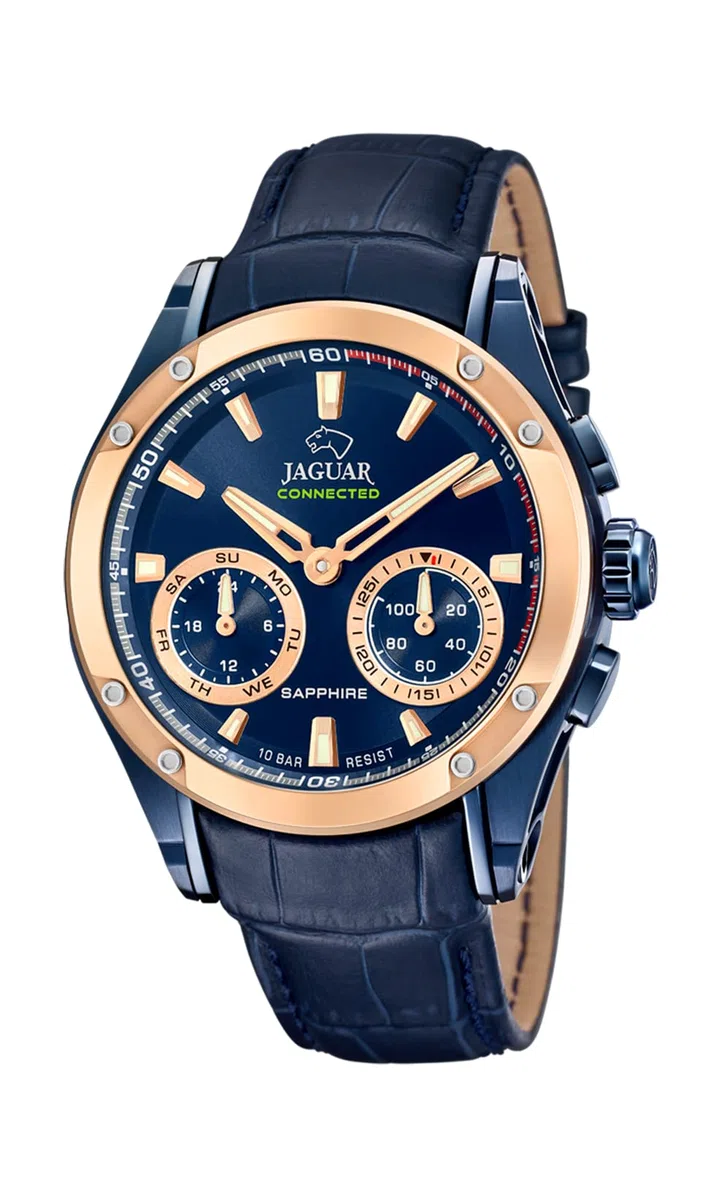 Jaguar Connected J960/1 Cronógrafo para hombres | Connected, Resistente al Agua 10 ATM, J960/1, Control Música, Cuenta Pasos, Notifica y Rechaza Llamadas, Esfera Azul