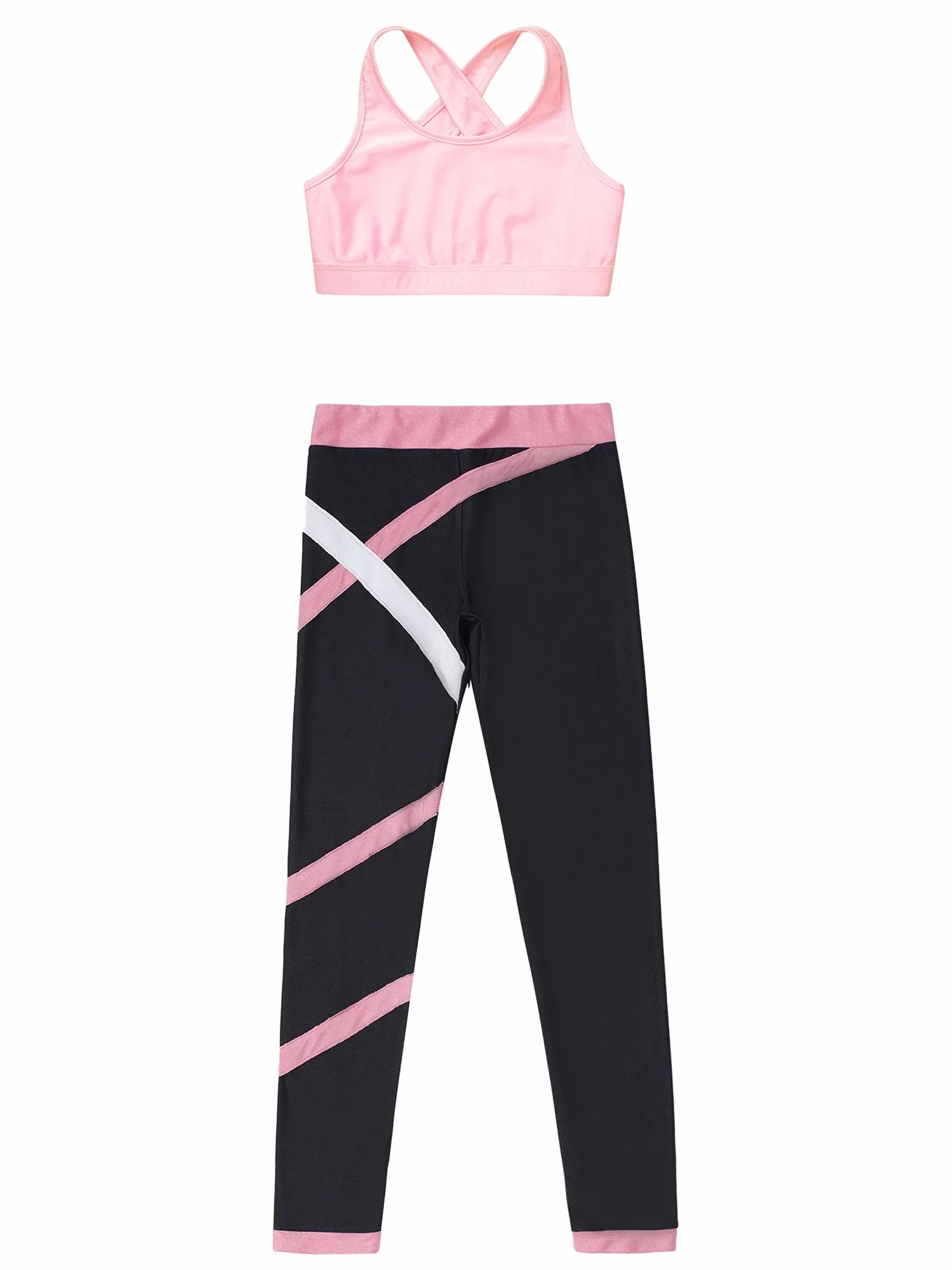 IEFIEL Conjuntos Deportivos para Niña Top Deportivo Estampado Moda+Leggings Largos Ropa Deporte de Correr Yoga Maillot Gimnasia Ritmica