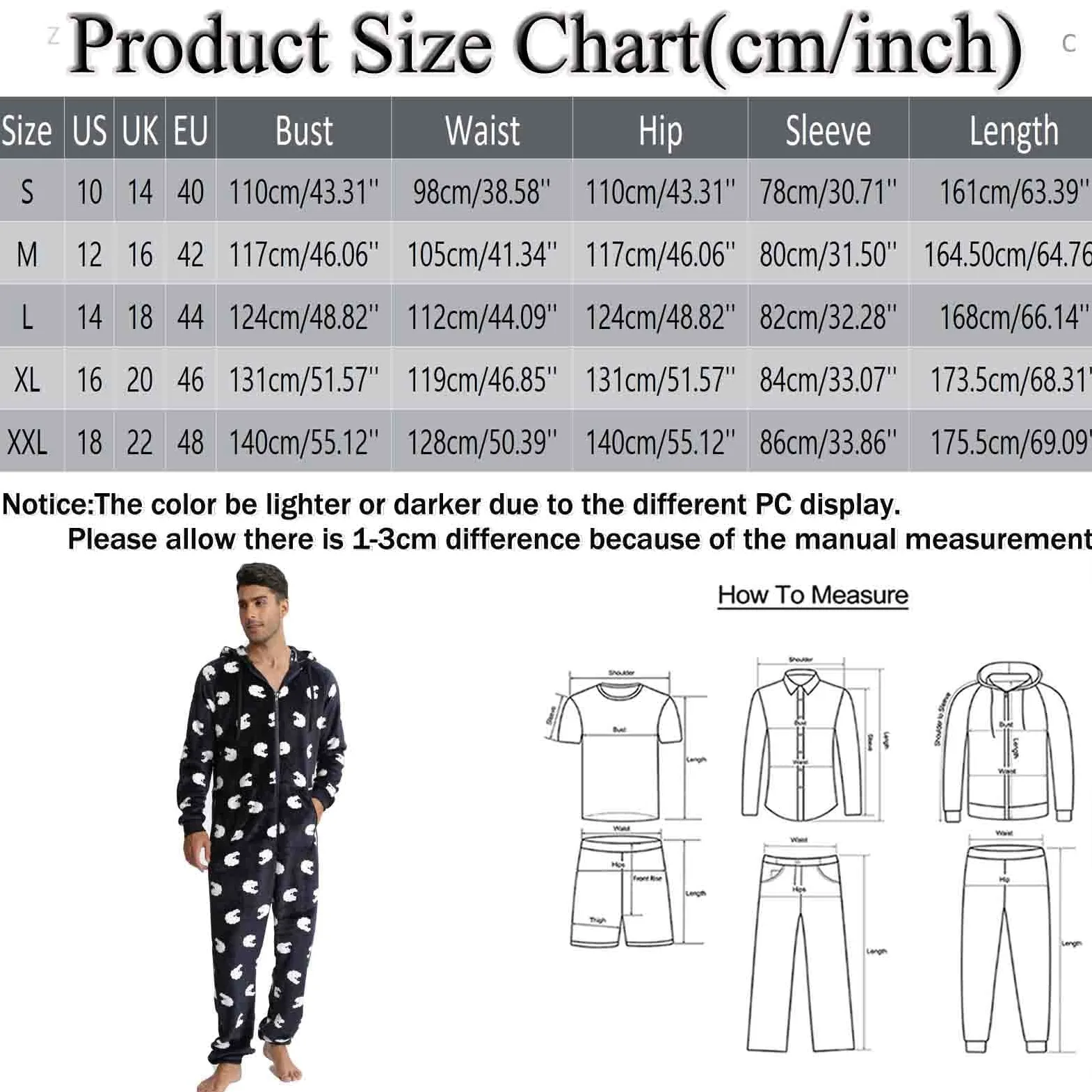 Generisch Masculino - Invierno Casual Viajes Ovejas sueltas Manga Larga Cálido Pijama Hogar Ropa con Bolsillos Loungewear