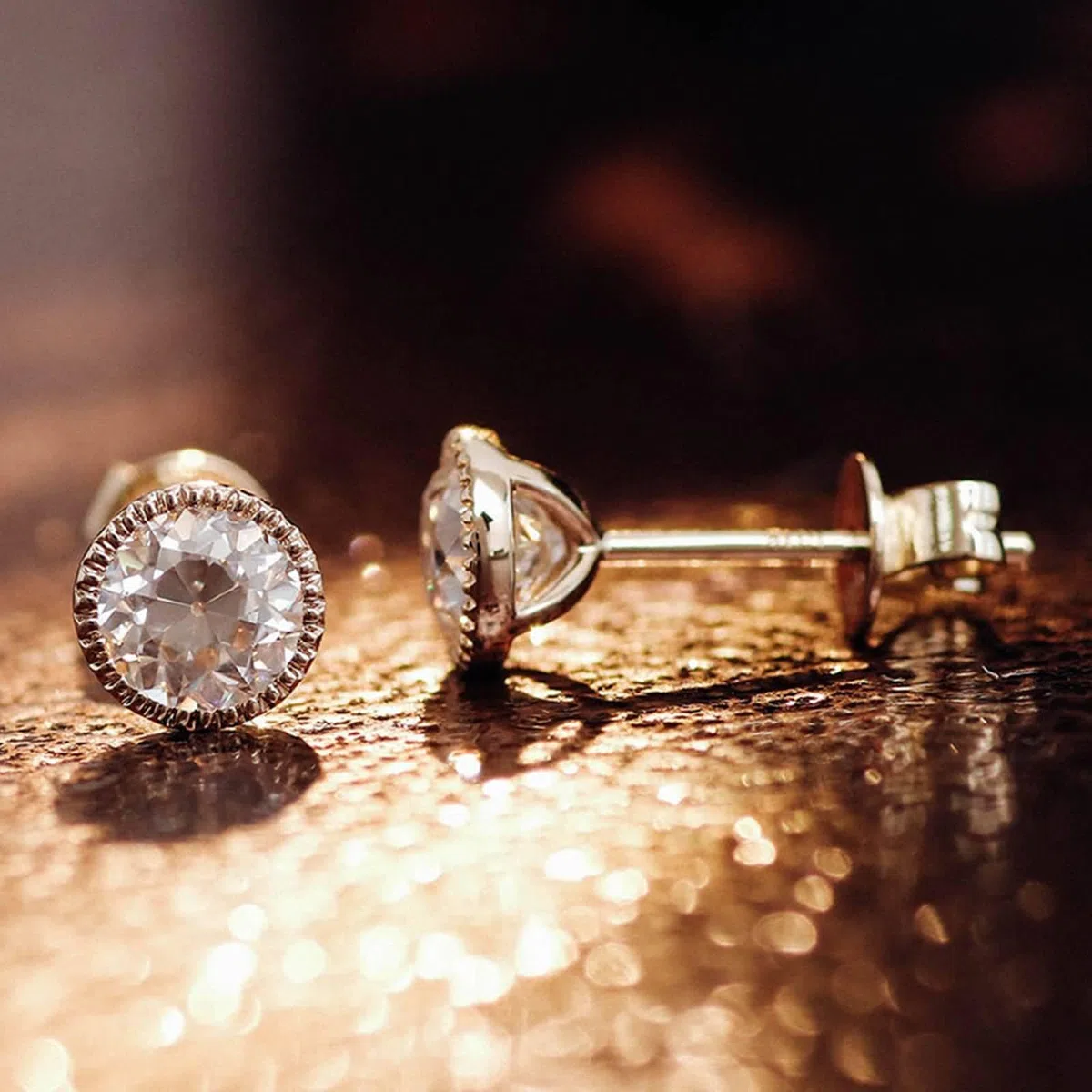 Pendientes de tuerca para mujer, oro de 9 K/14/18 quilates, redondos, moissanita de 0,6 quilates a 4 quilates