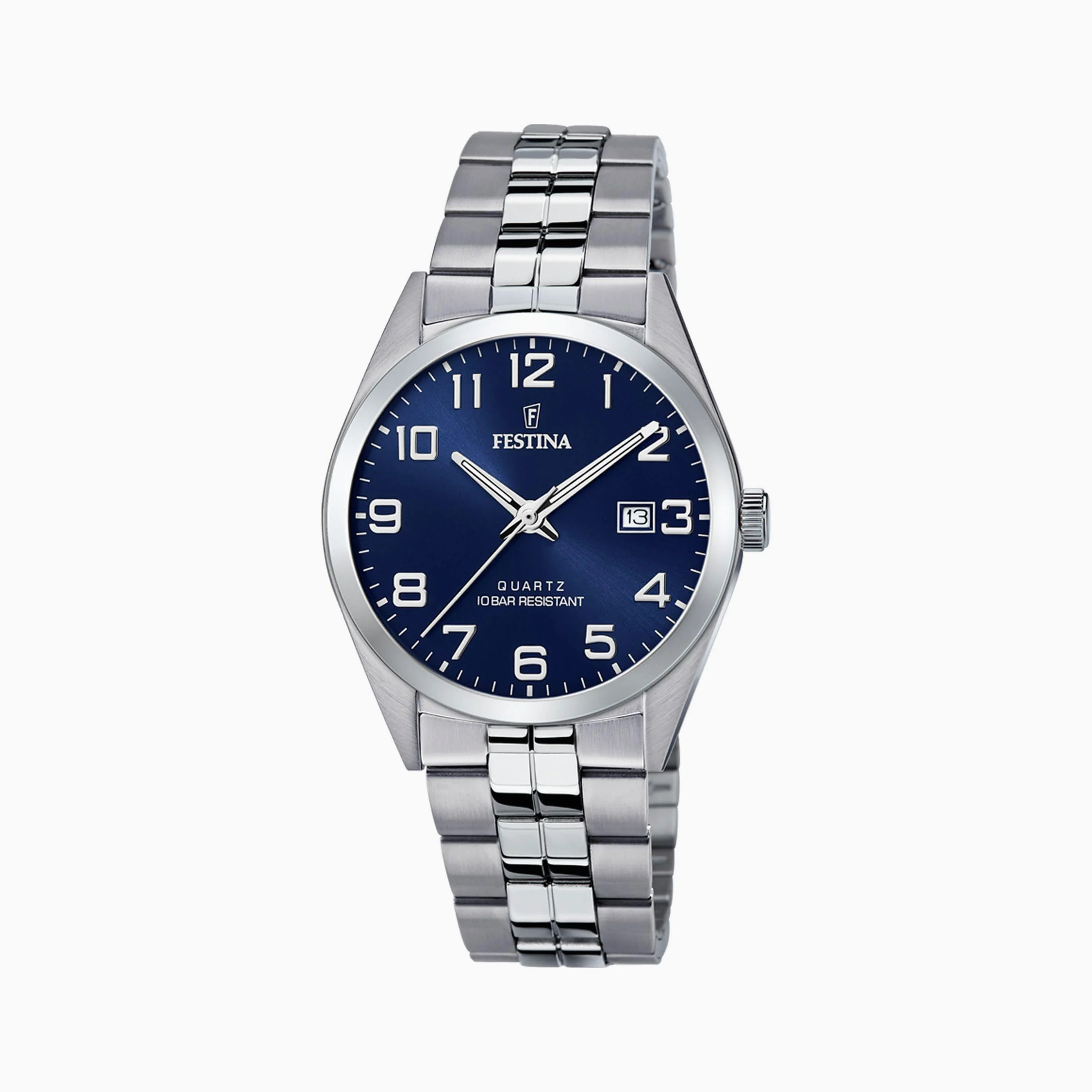 Festina Reloj Hombre Analógico de Acero Inoxidable 316l Plateado - Movimiento de Cuarzo - Calendario - Cristal Mineral de Alta Resistencia - Resistente al Agua 10 ATM F20437