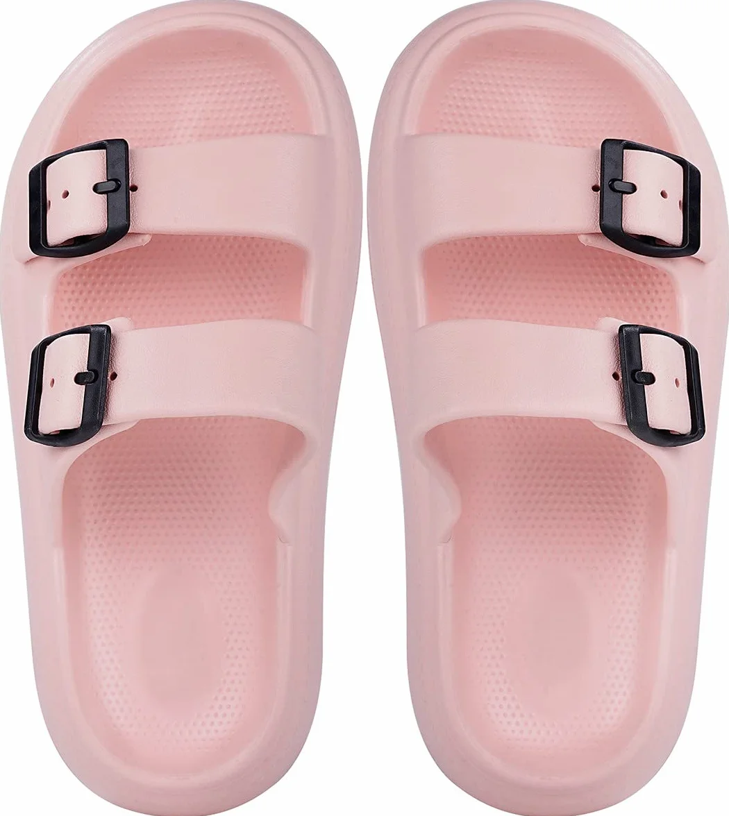 Gaatpot Zapatilla de Baño Niños Niña Chanclas Zapatos de Playa y Piscina Ajustable Doble Hebilla Sandalias Antideslizantes Rosa 33/34 EU