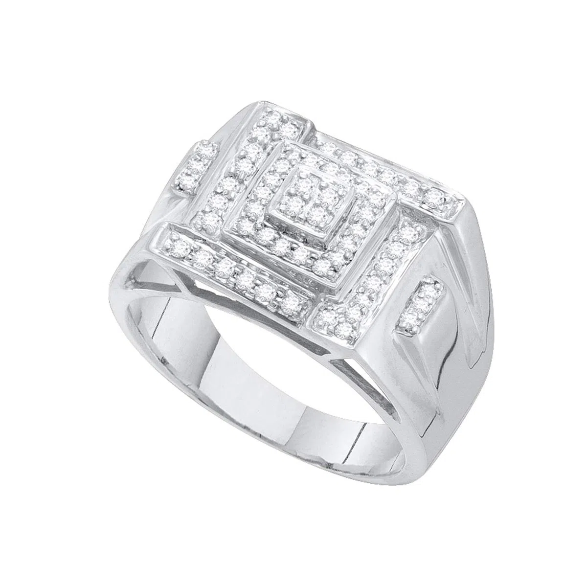 Dazzlingrock Collection Anillo micropavé de diamantes de 0,5 quilates (quilates) de 1/2 quilate, oro blanco de 10 quilates.
