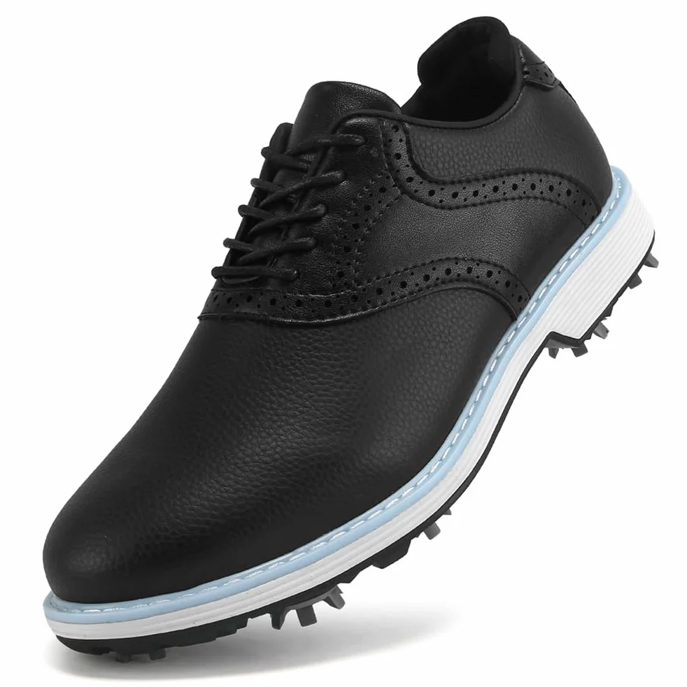 SDEQA Zapatos de Golf Impermeables para Mujer con 9 Clavos Cuero, Zapatillas de Golf para golfistas, Talla Grande