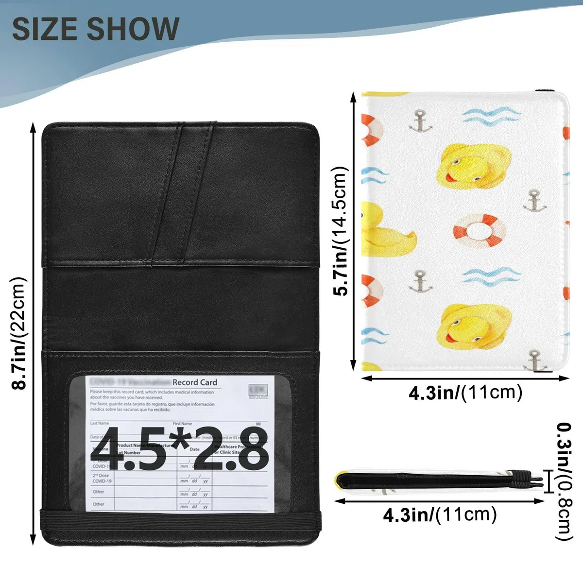 Funda de cuero para pasaporte, ligera, para mujeres, hombres, organizador de documentos familiares, accesorios de viaje, sin costuras, lindos patos amarillos de goma,
