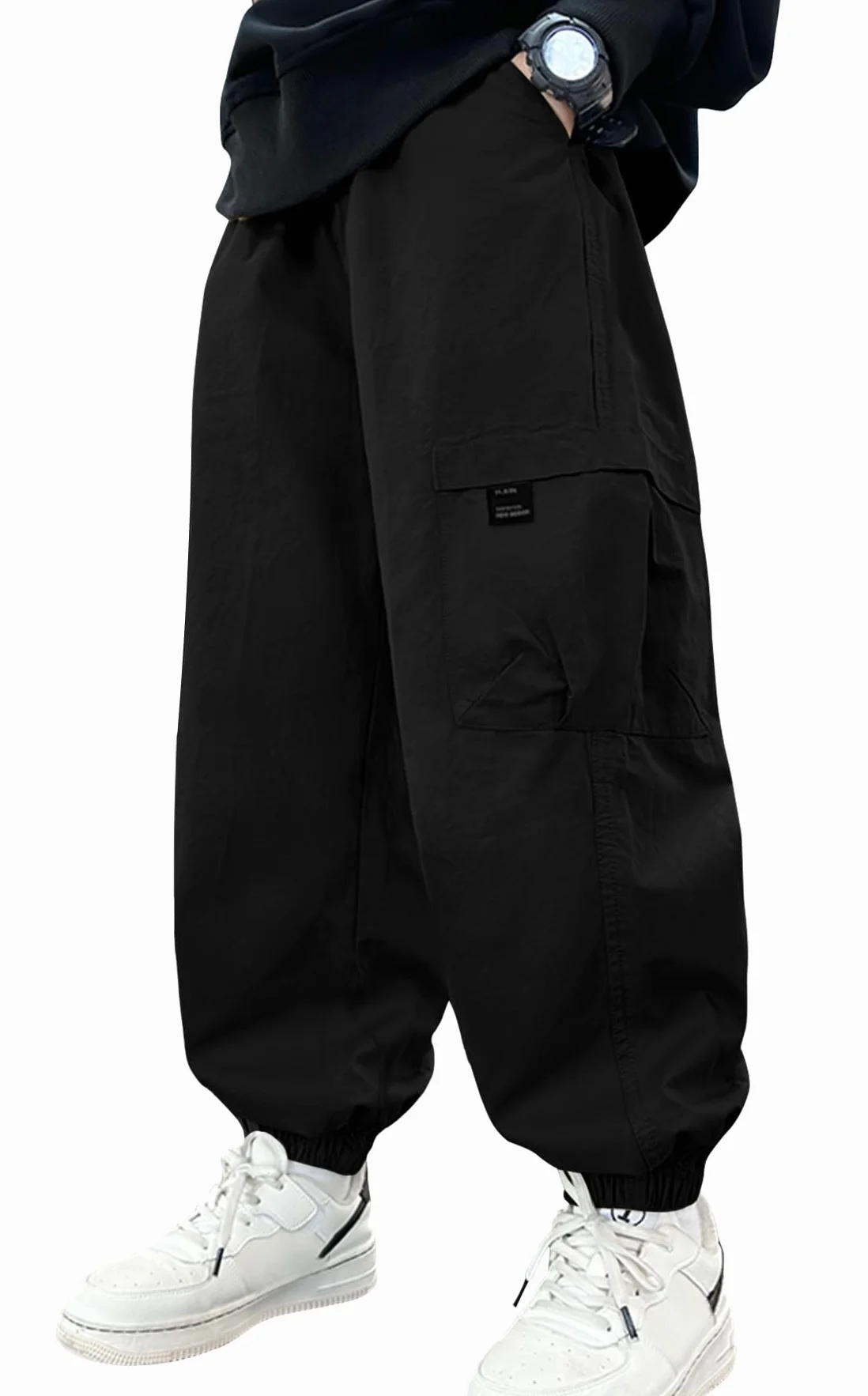 Pantalones Cargo Niño Jogger Algodón Cintura Elástica Bolsillos Infantil 110-164