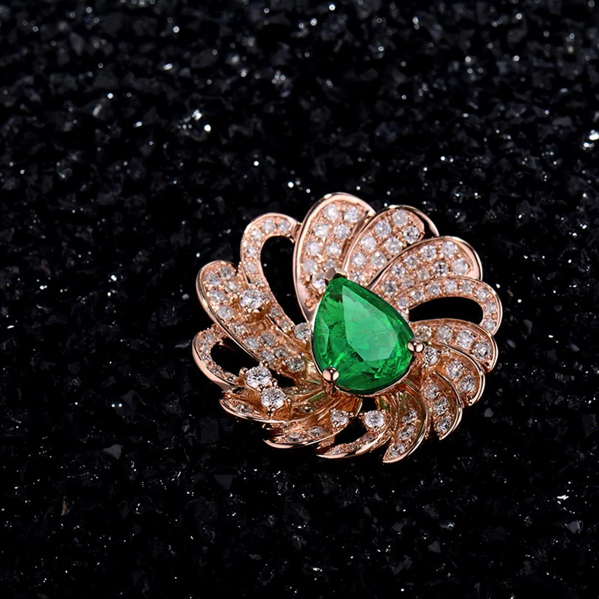 Collar para Mujer, Flor con Esmeralda creada por Muchacho de 1,5 Quilates, Oro de 18 Quilates/Plata de Ley 925, Collares con Colgante para niñas, Regalo para el día de la Madre/día de San Valentín,