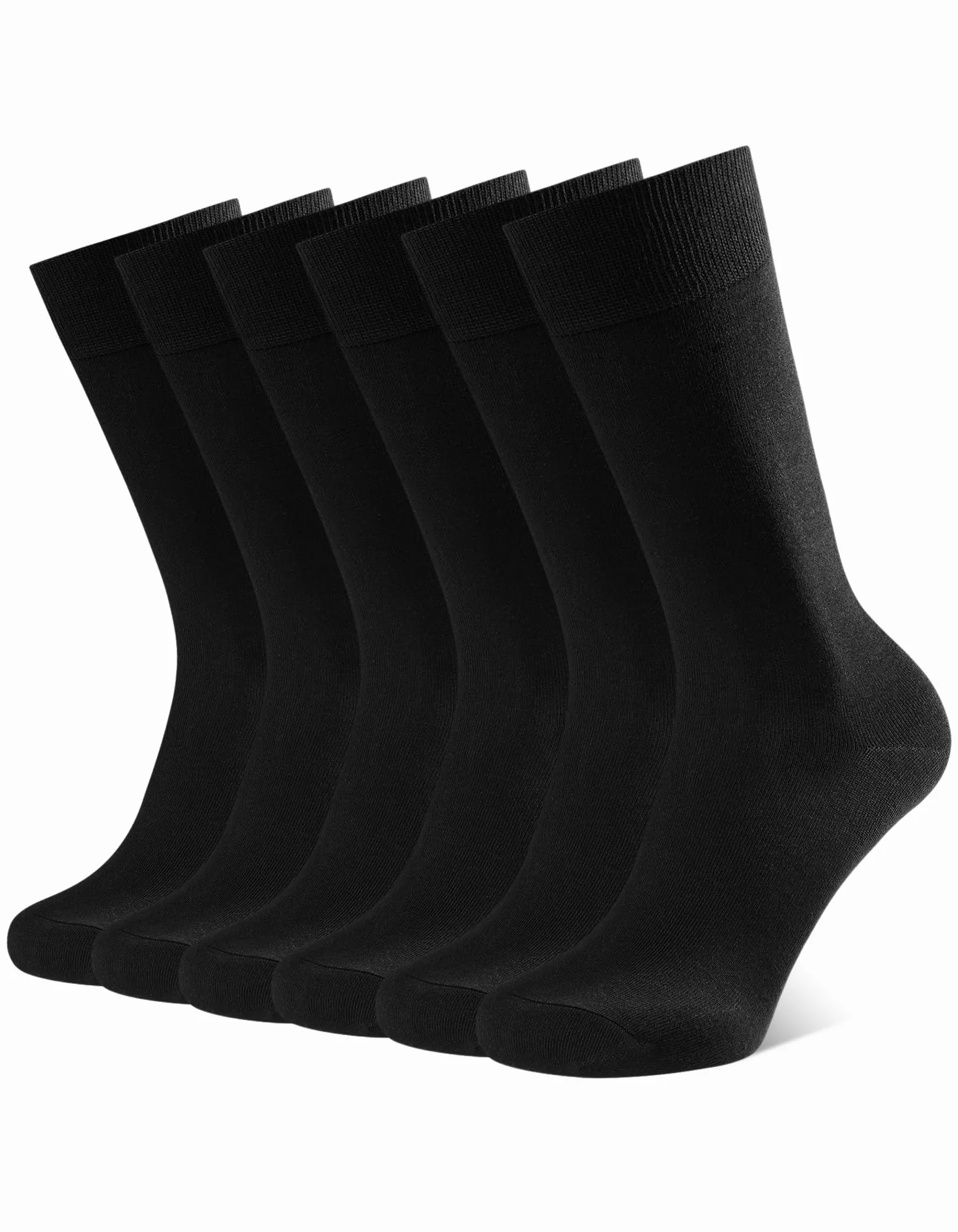 CLOSEMATE 6 Pares Calcetines Ejecutivos Hombre Altos Finos Transpirables Largos Sin Costuras de Trabajo Elásticos Traje Vestir Algodon Negros