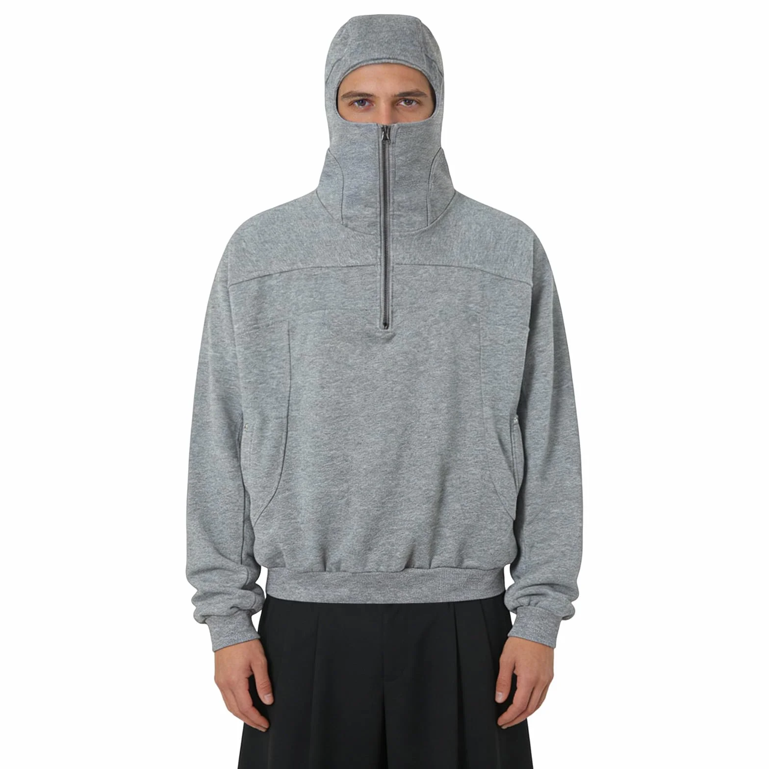 Sudadera con capucha con capucha y cremallera para hombre, manga larga, sudadera, manga larga, forro polar, doble capucha, chaqueta para hombre, para uso diario, esquí y deportes de invierno