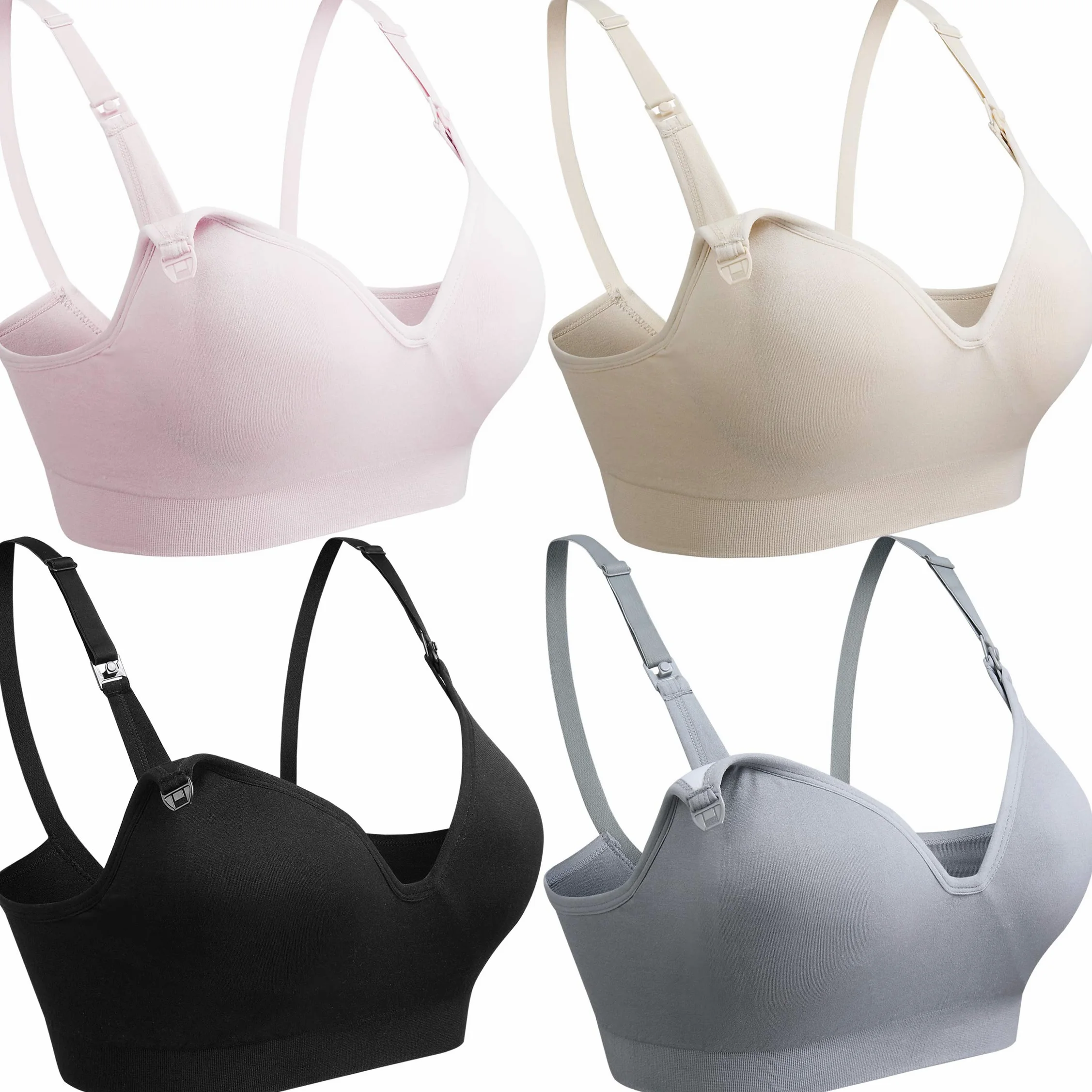 Brasier de Maternidad para Dormir para Mujer, con realce hacia Arriba, sin Varillas, 3 Ro, Paquete de 4