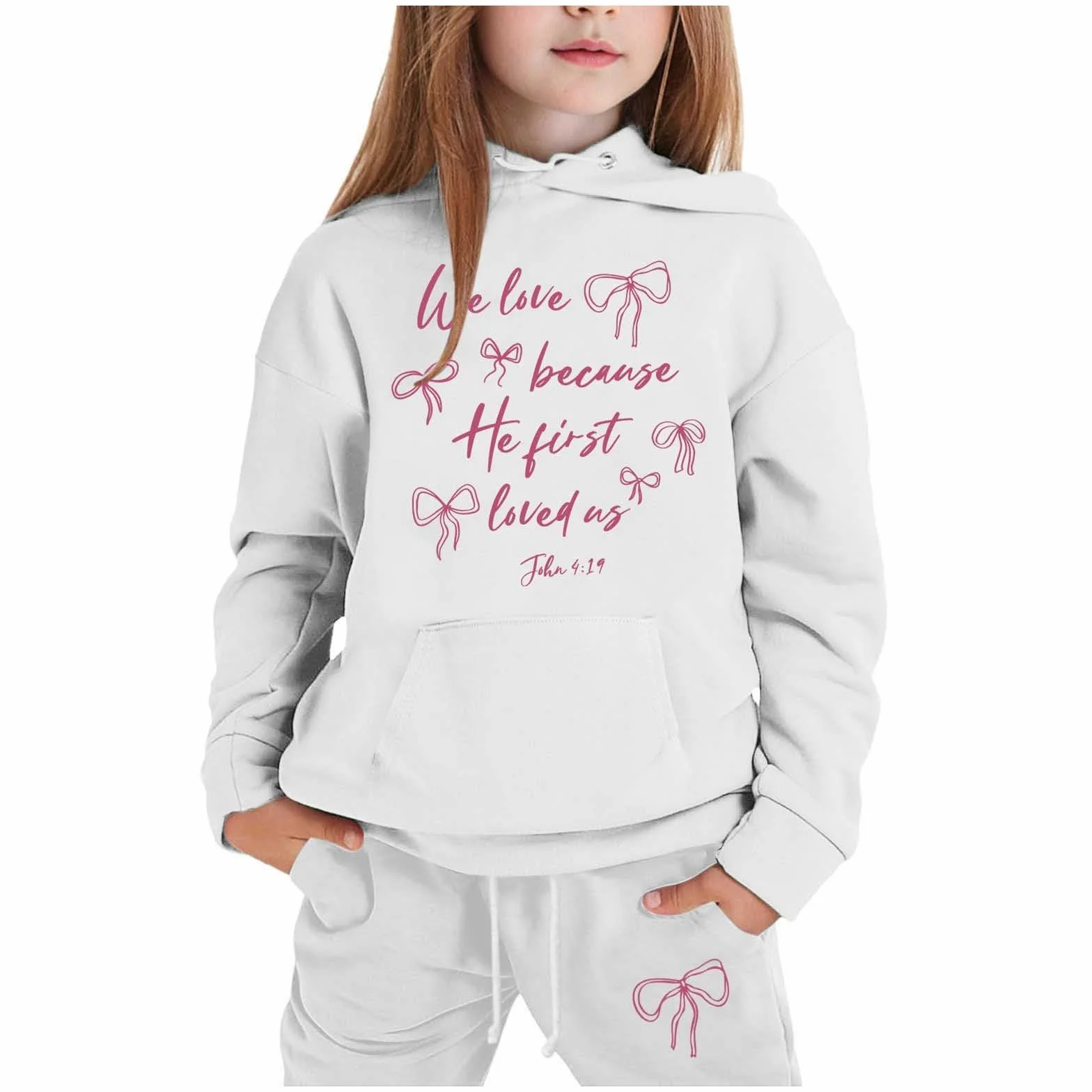 Generisch Trajes y Conjuntos de Niños Manga Larga Sólido Cálido Sudadera con Capucha Pantalones para Niñas Niños - Chándal para Niños Pequeños