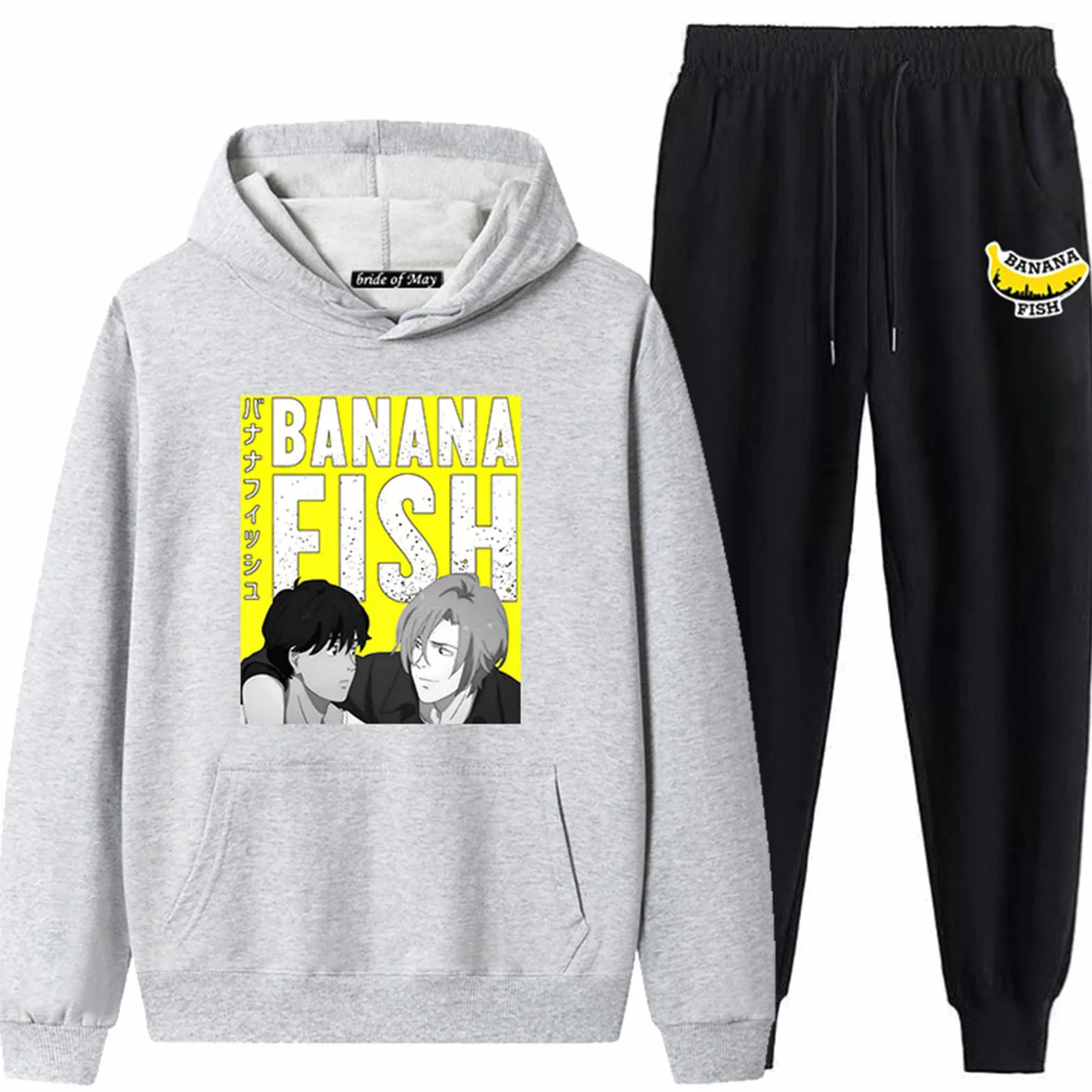 Banana Fish Conjunto Pantalones Capucha Disfraz Cosplay Harajuku Sudadera Estampada para Mujeres y Hombres