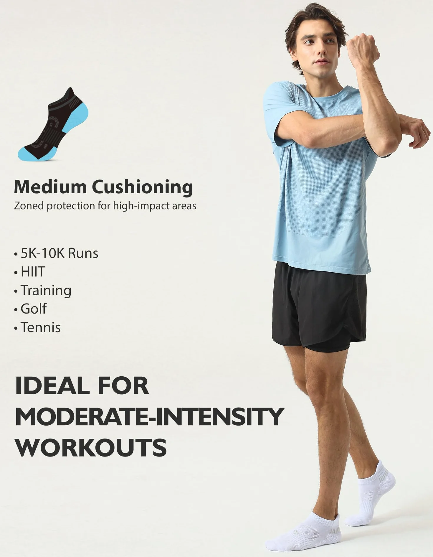 CLOSEMATE Calcetines Deporte Hombre Tobilleros Acolchados Transpirables Antiampollas Suaves Cortos Para Running Deportivos 6 Pares