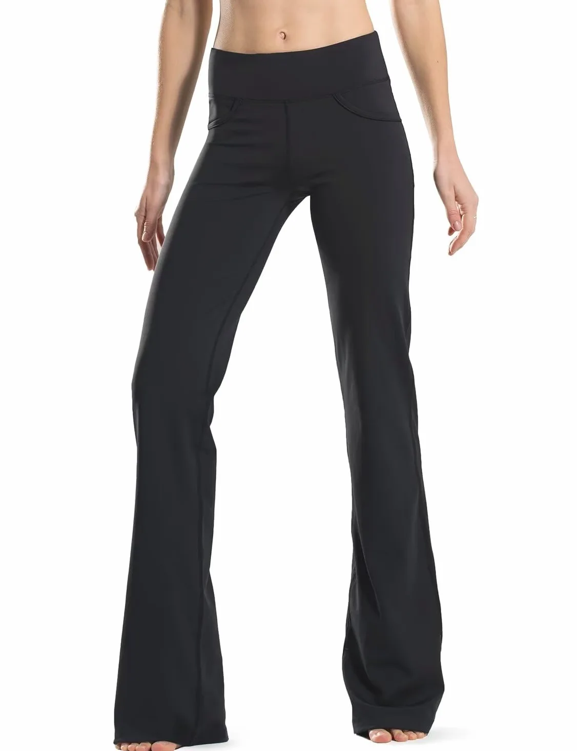 Safort Pantalones de Yoga para Mujer con Espalda en V, Pantalones Largos Acampanados con 4 Bolsillos, Cintura Alta, Pantalones elásticos para Correr
