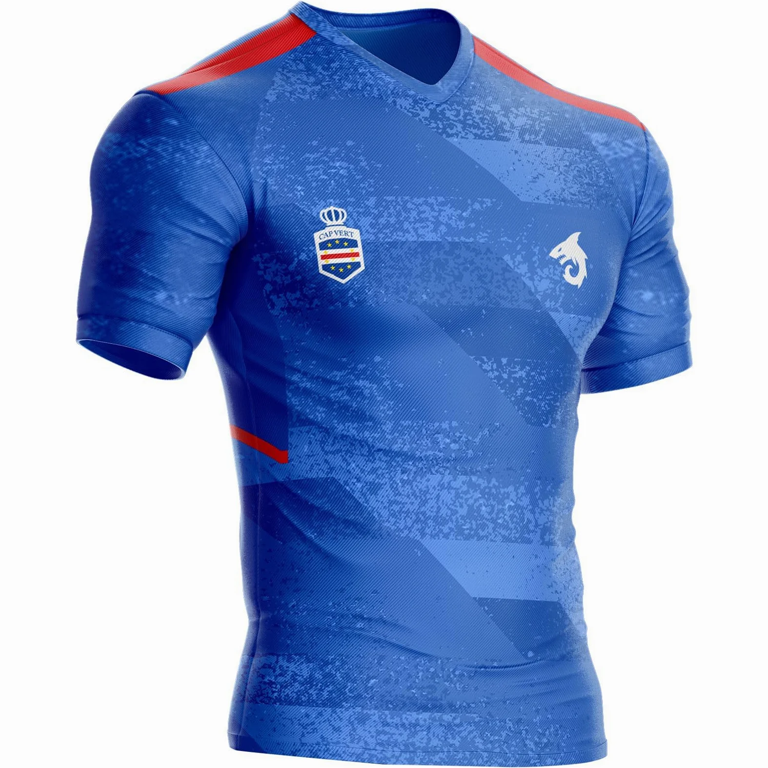 Kap Verde CV-412 Camiseta de Fútbol Regalo Bandera S Azul