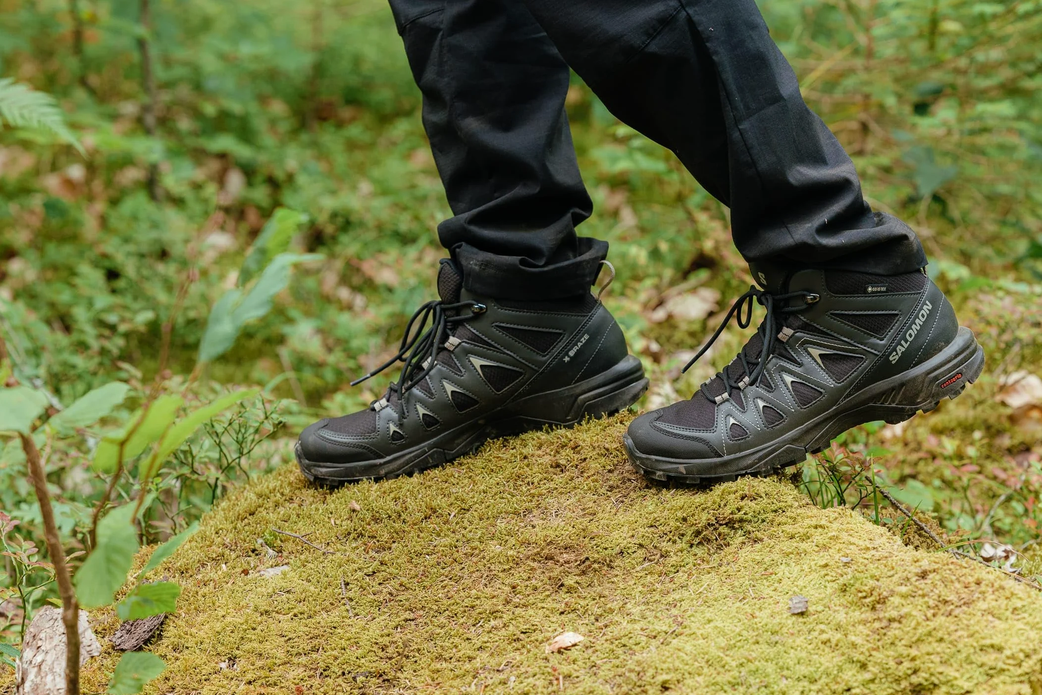 Salomon X Braze Mid Gore-Tex Zapatillas Impermeables Outdoor para Hombre, Básicos para el senderismo, Diseño deportivo, Uso versátil, Black, 44 2/3