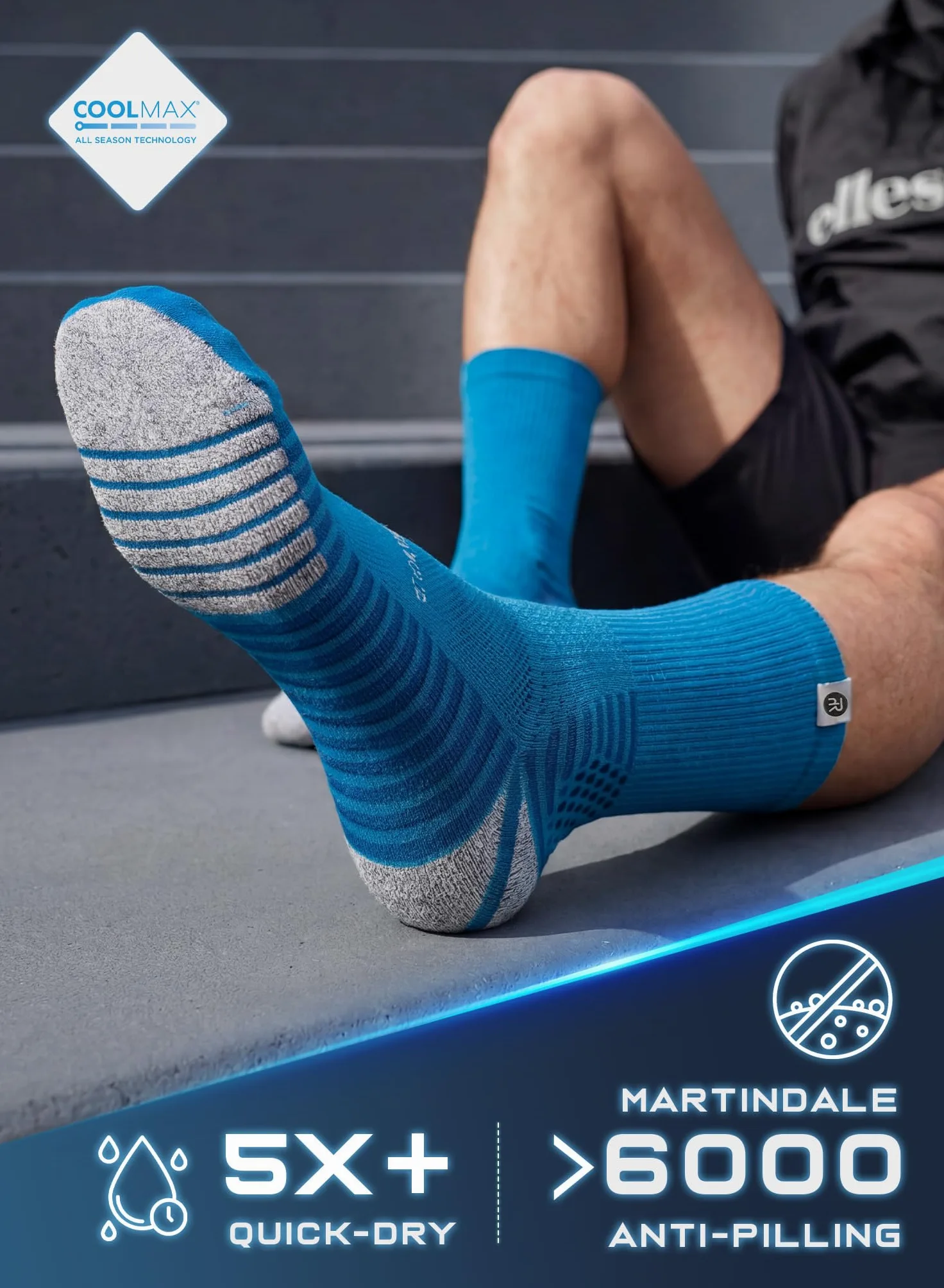 Rahhint Coolmax - Calcetines de compresión antiampollas de secado rápido para correr, con cojín antideslizante, 3 pares para maratón, senderismo