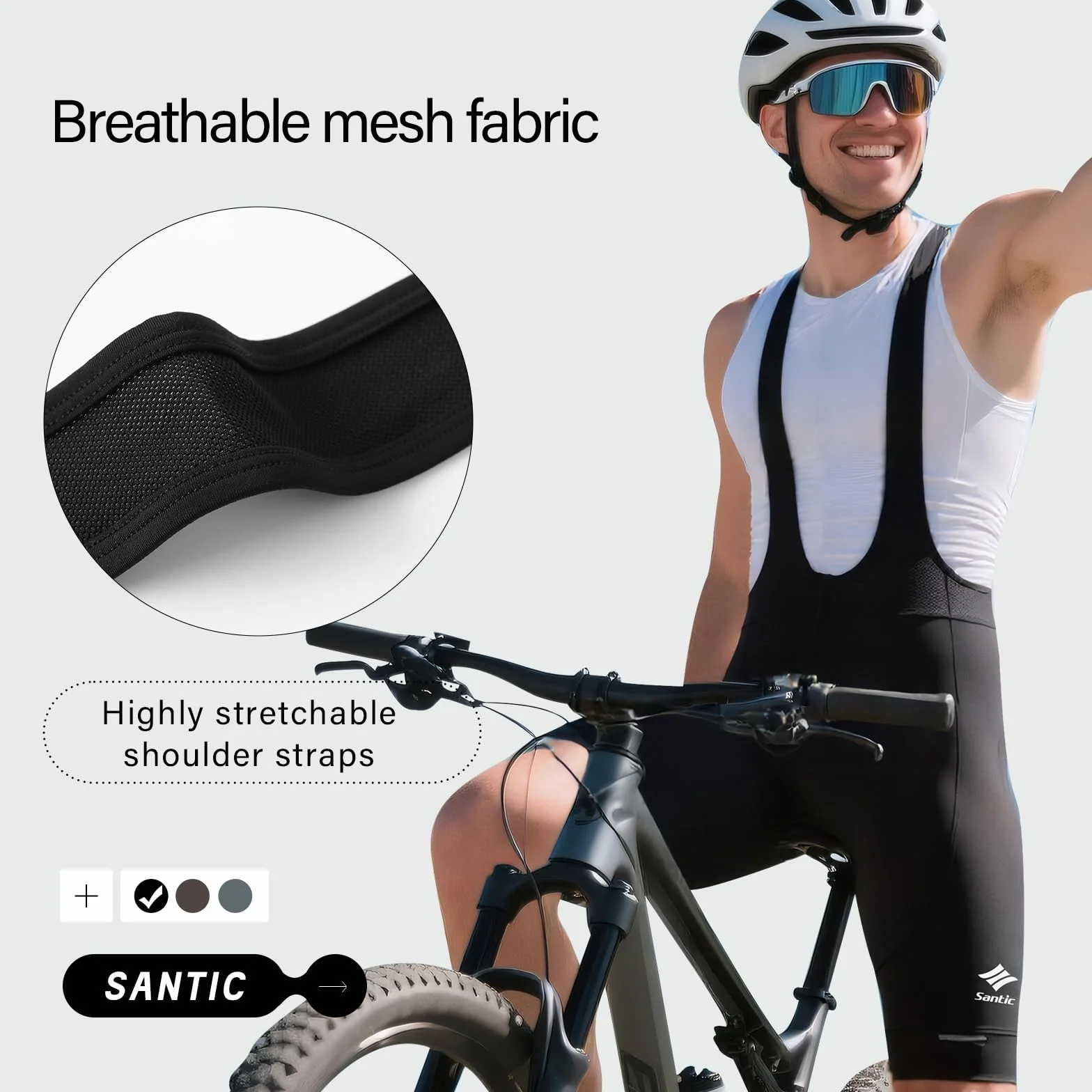 Santic Culotte Ciclismo Hombre Culote MTB Pantalones Cortos Acolchado