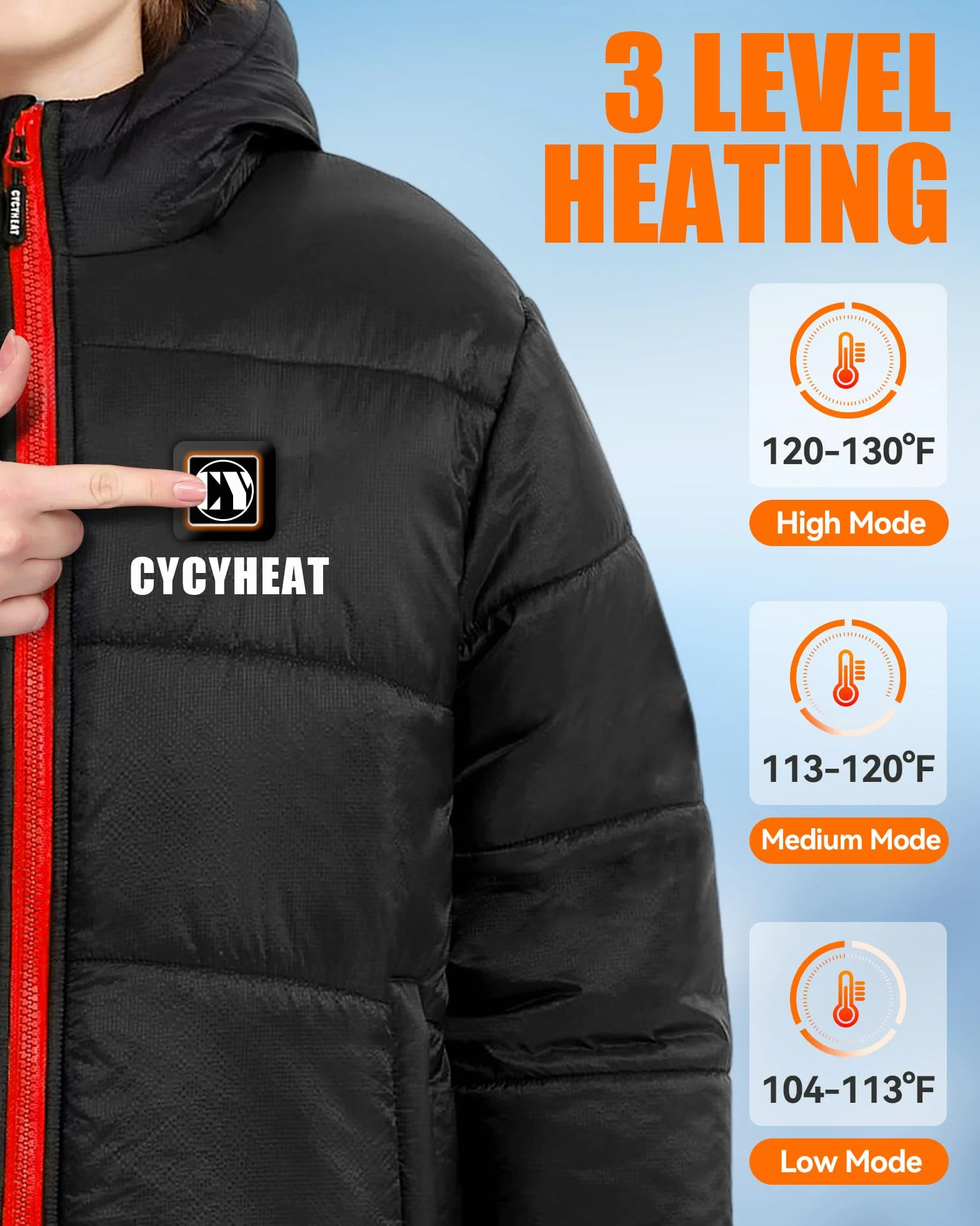 CYCYHEAT Chaqueta térmica para niños y niñas, chaqueta térmica con capucha, calentador de cuerpo con batería, ropa térmica para esquí