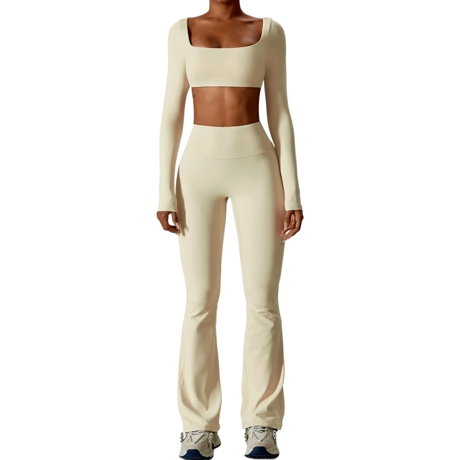 Mujer Conjunto de Ropa de Yoga Conjunto de yoga 2 uds ropa deportiva sin costuras gimnasio Legging Fitness sujetador Crop Top trajes deportivos de manga larga
