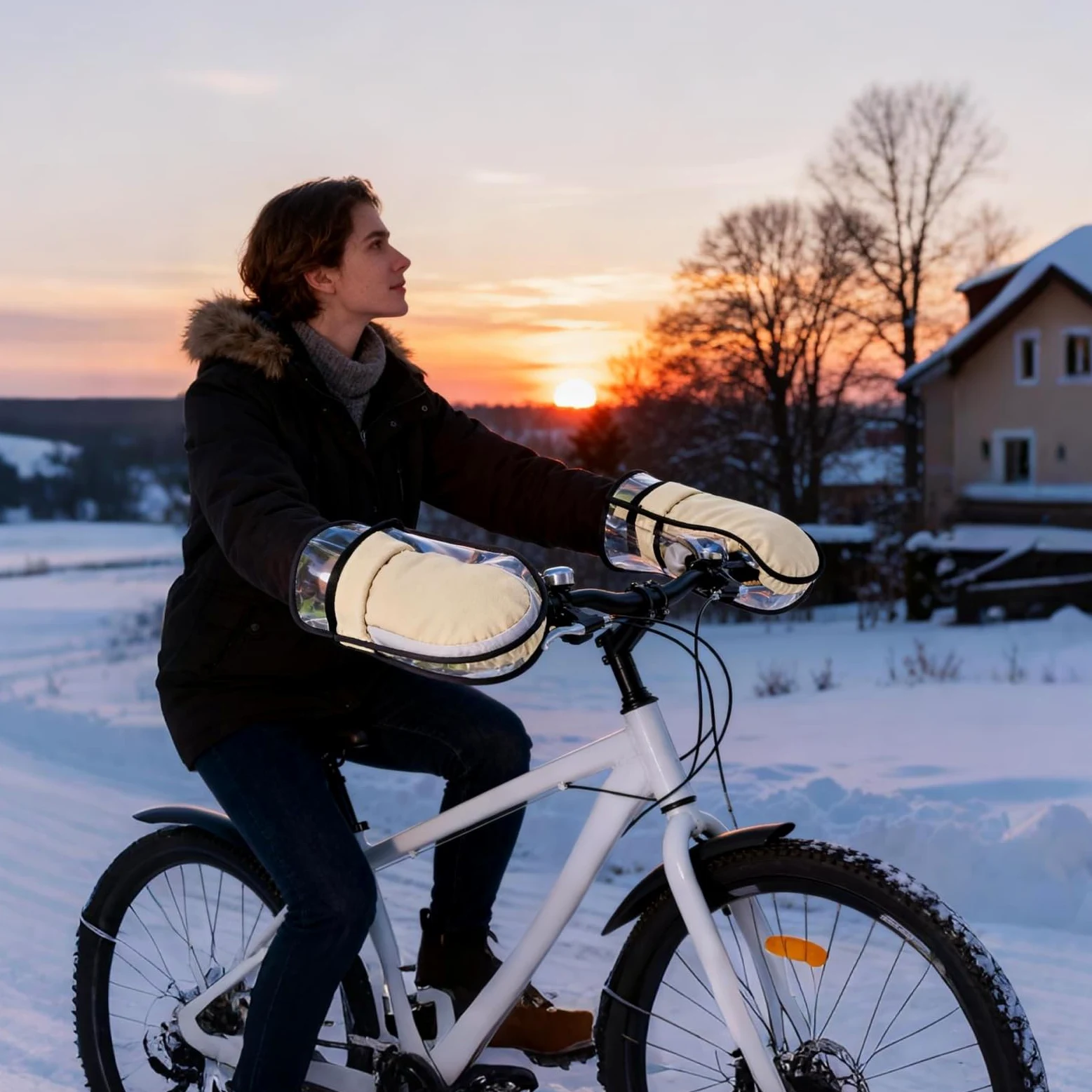 Guantes para manillar de bicicleta, guantes cálidos para manillar de bicicleta, funda térmica para manillar de bicicleta, para ciclismo de invierno, desplazamientos diarios, motos de nieve y