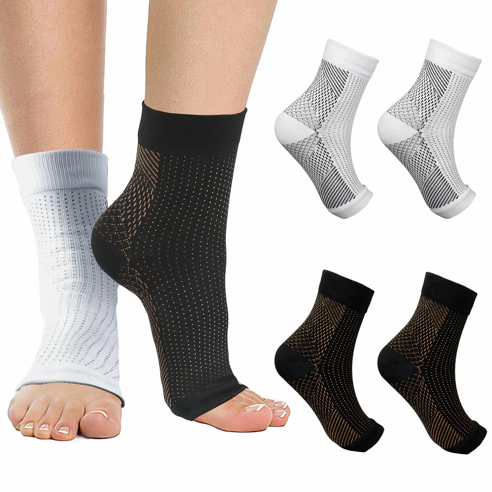 Calcetines de Compresión Ortopédicos para Hombre y Mujer, Soporte Tobillo Elástico, Fascitis Plantar