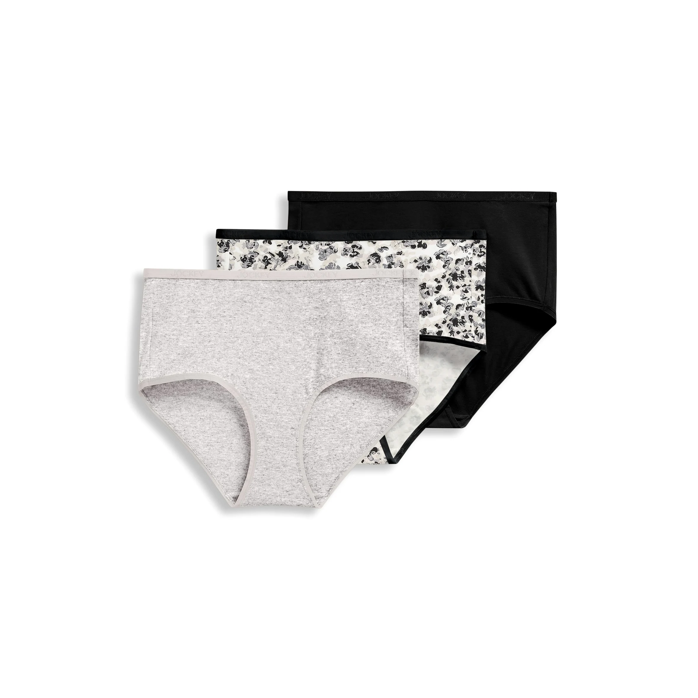 Jockey Ropa interior de algodón orgánico elástico con logotipo moderno para mujer, paquete de 3