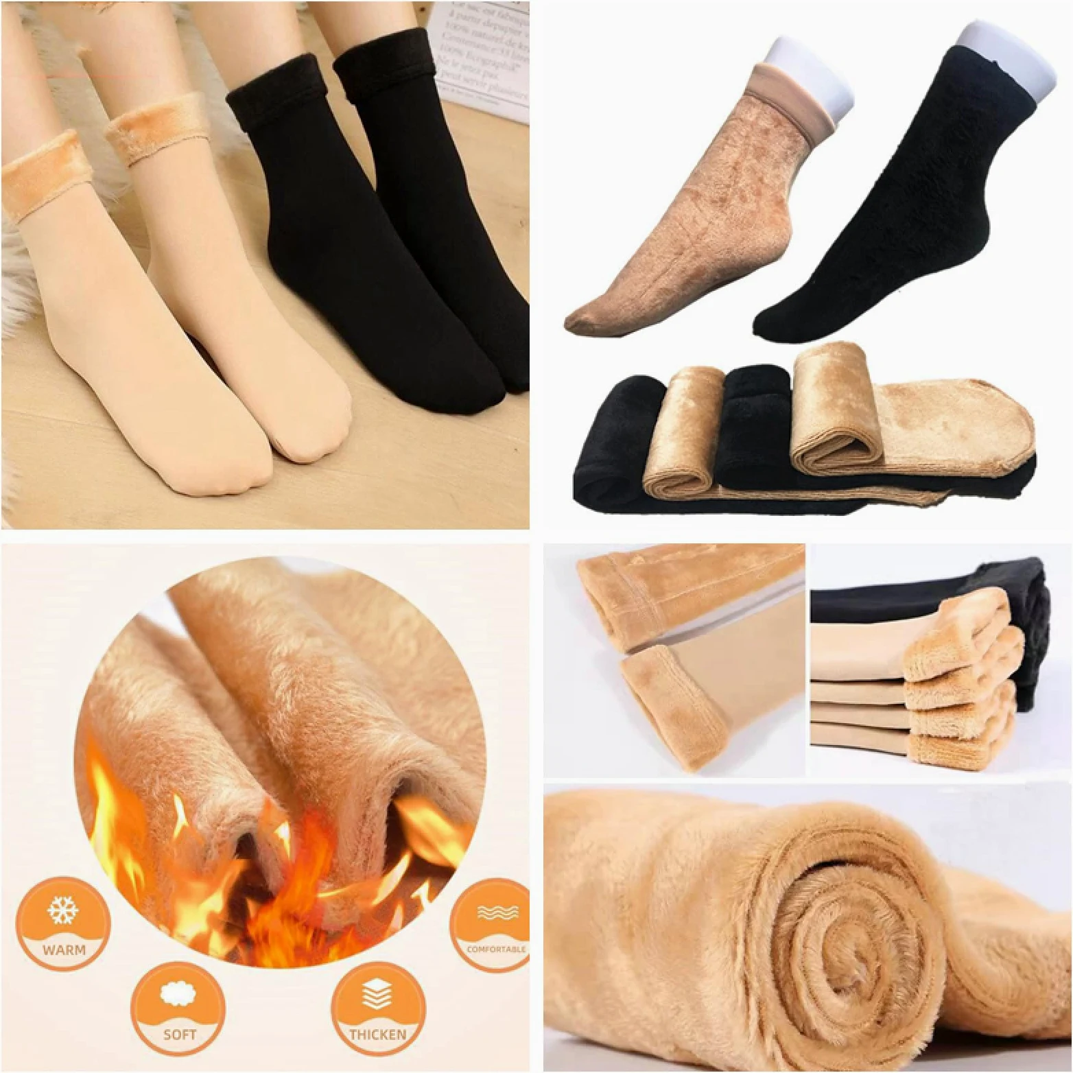 Calcetines De Invierno Para Mujer - Moda Negro 30 Pares Calcetines De Piso De Terciopelo Cálidos Para Mujer Otoño E Invierno Calcetines Suaves Elásticos Engrosados ​​Calcetines De Nieve Trans