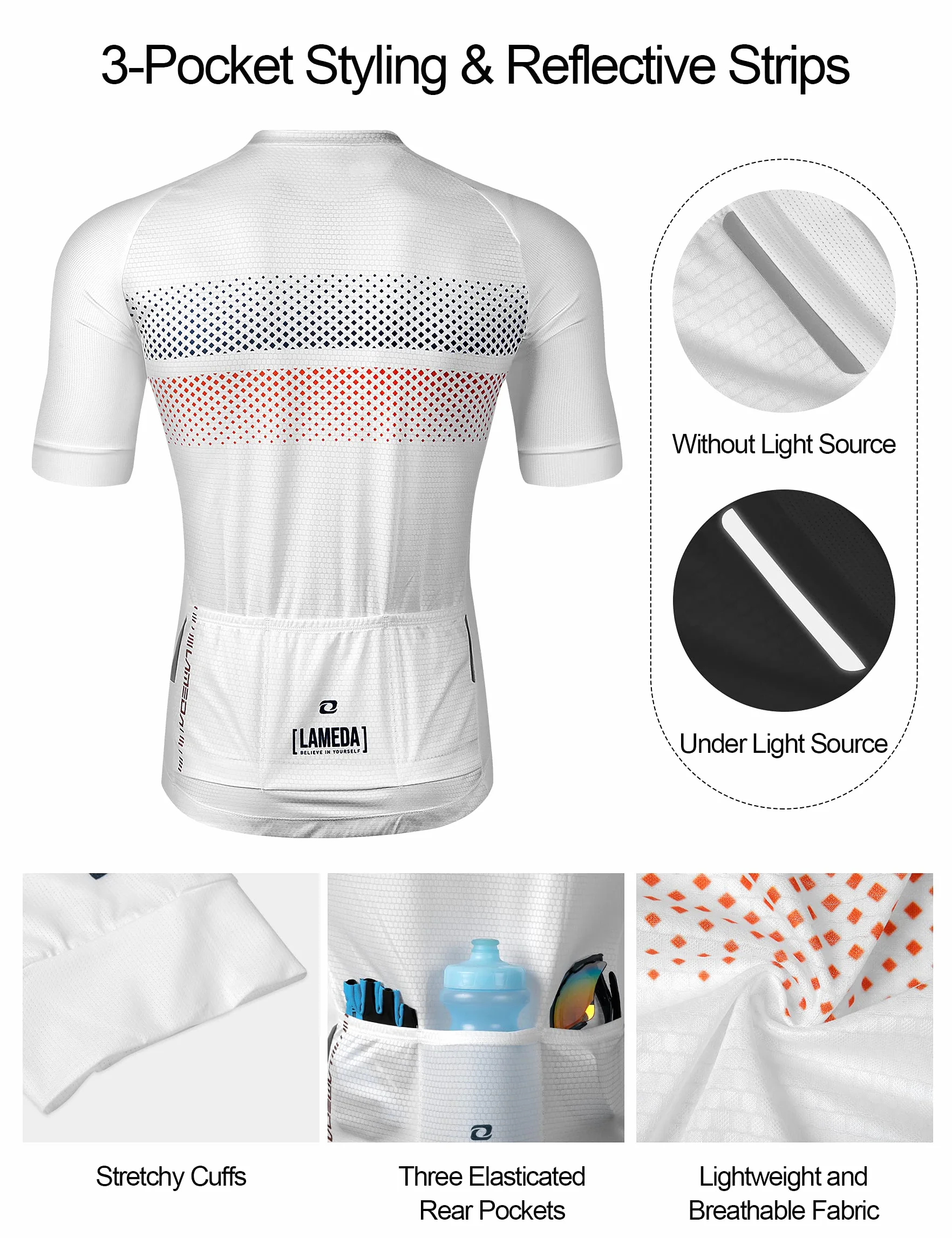 LAMEDA Maillot Ciclismo Hombre Verano Poliéster 100% Transpirable
