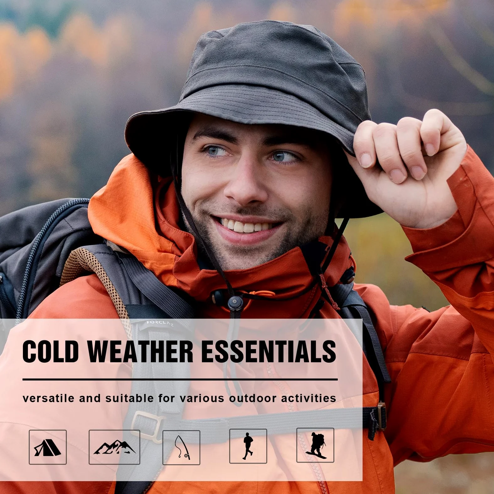 TOP-EX XXL Gorro unisex de invierno, cálido e impermeable, con forro polar, para exteriores para días lluviosos fríos, ajustables, plegables, resistentes al viento