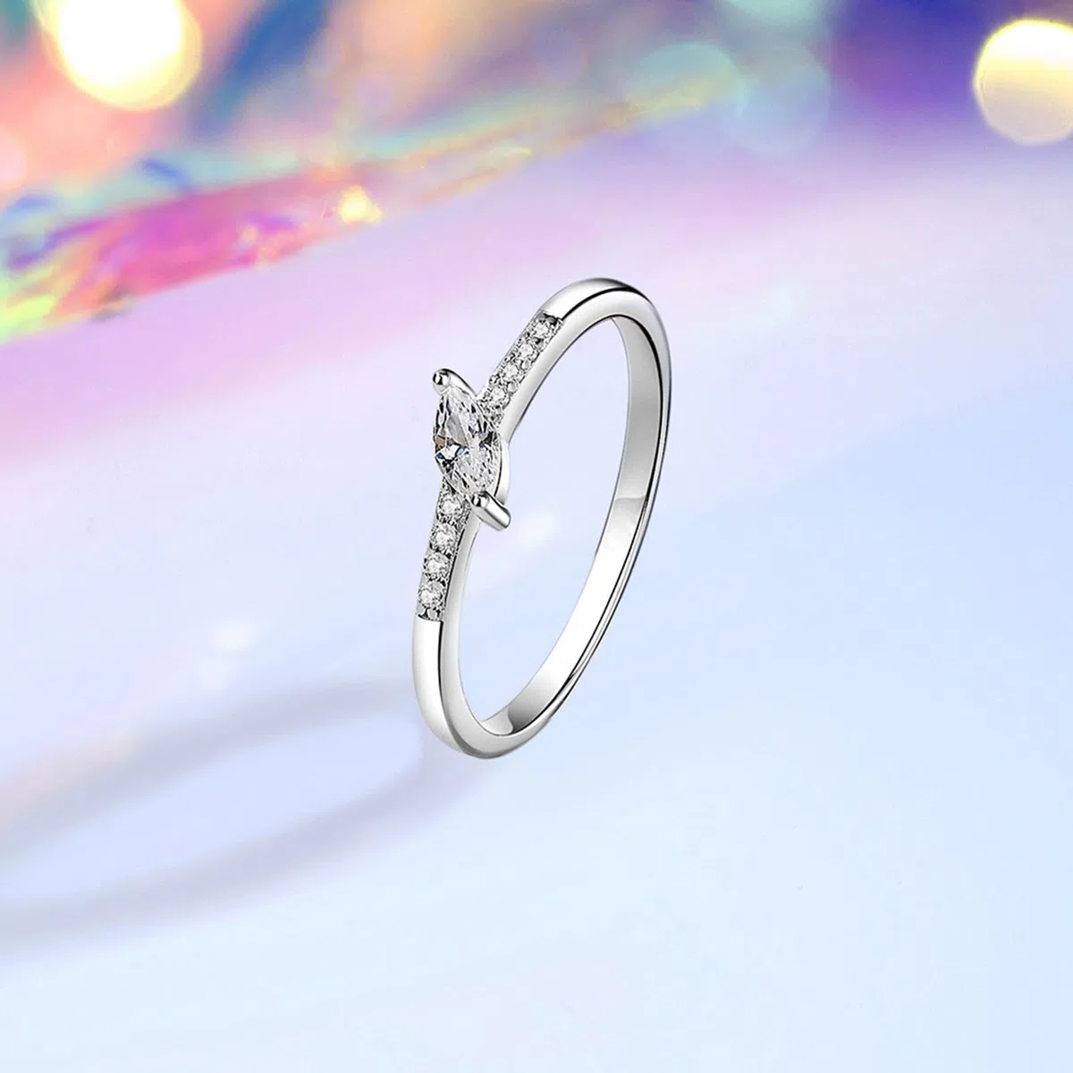 Anillo de boda de oro blanco de 9 K/14 K/18 K/Platino 950, anillo de boda para mujer, 4 x 2 mm, diamante blanco, 0,2 ct