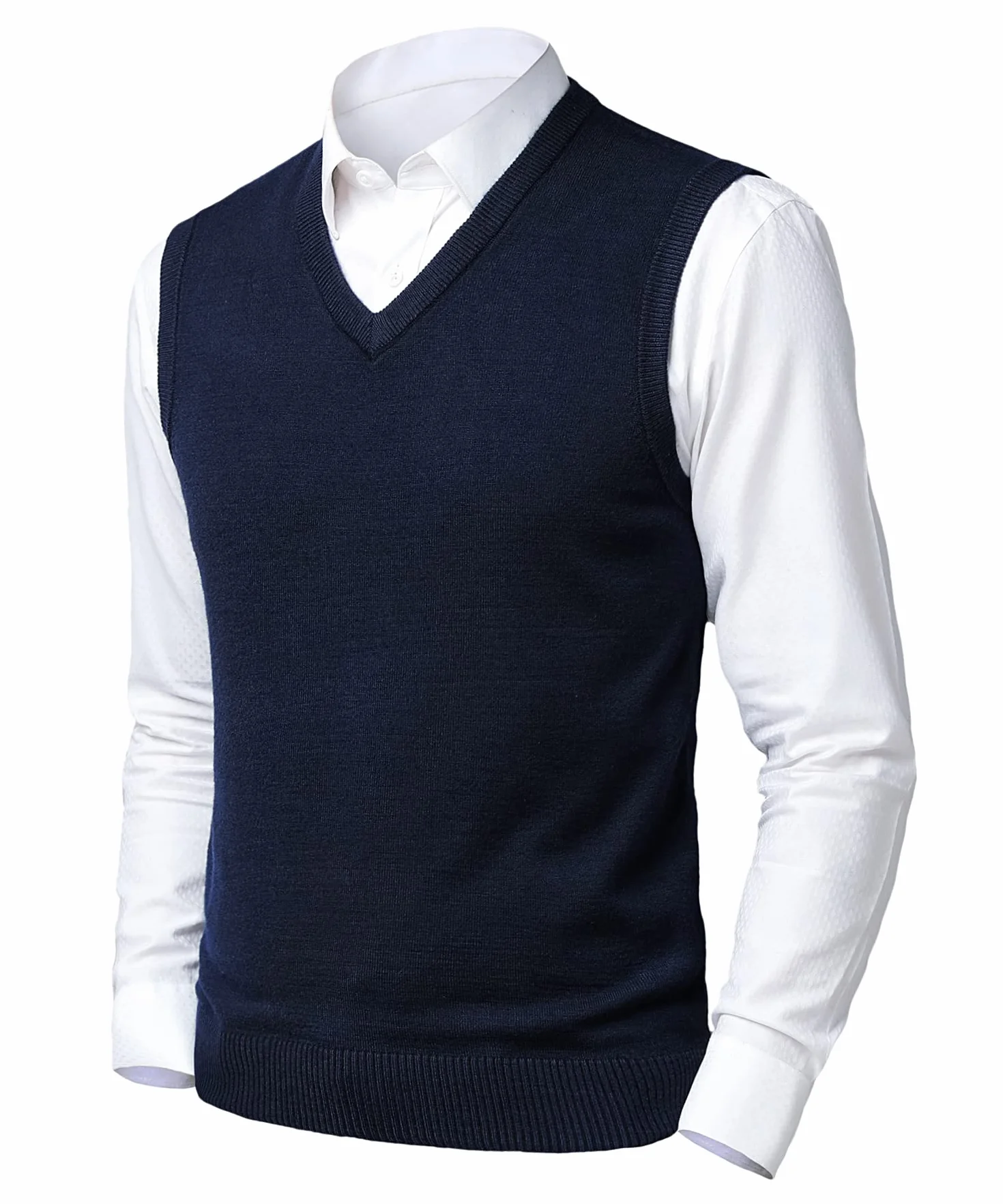 Chaleco SuéTer para Hombre con Cuello en V Jersey de Punto sin Mangas clásico Caballero Cardigans Chaqueta Otoño Invierno Prendas de Punto Pullover