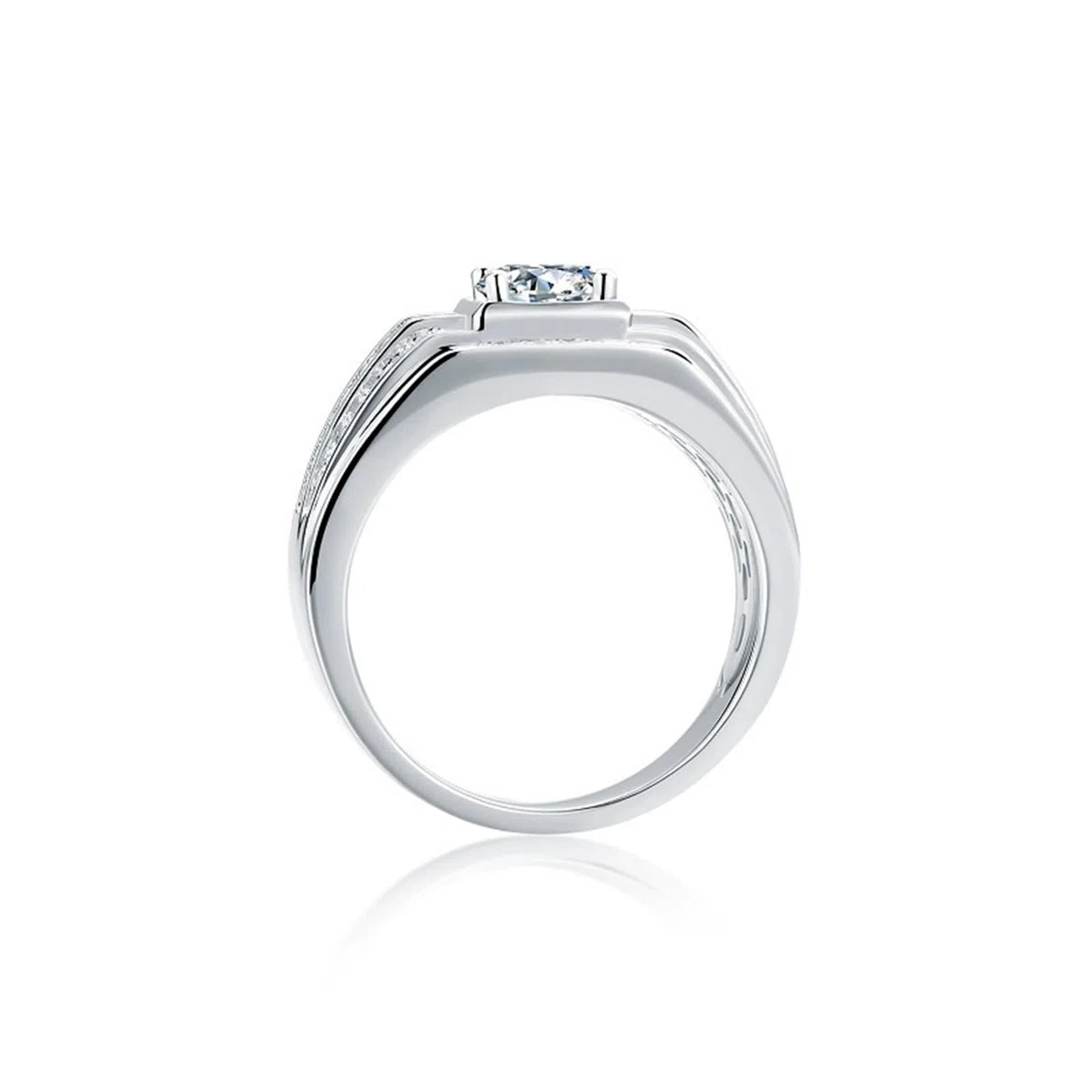 Wycian Anillo de compromiso para hombre, plata 925, moissanita, 1 ct, talla redonda, color blanco, apto para Año Nuevo, sin níquel