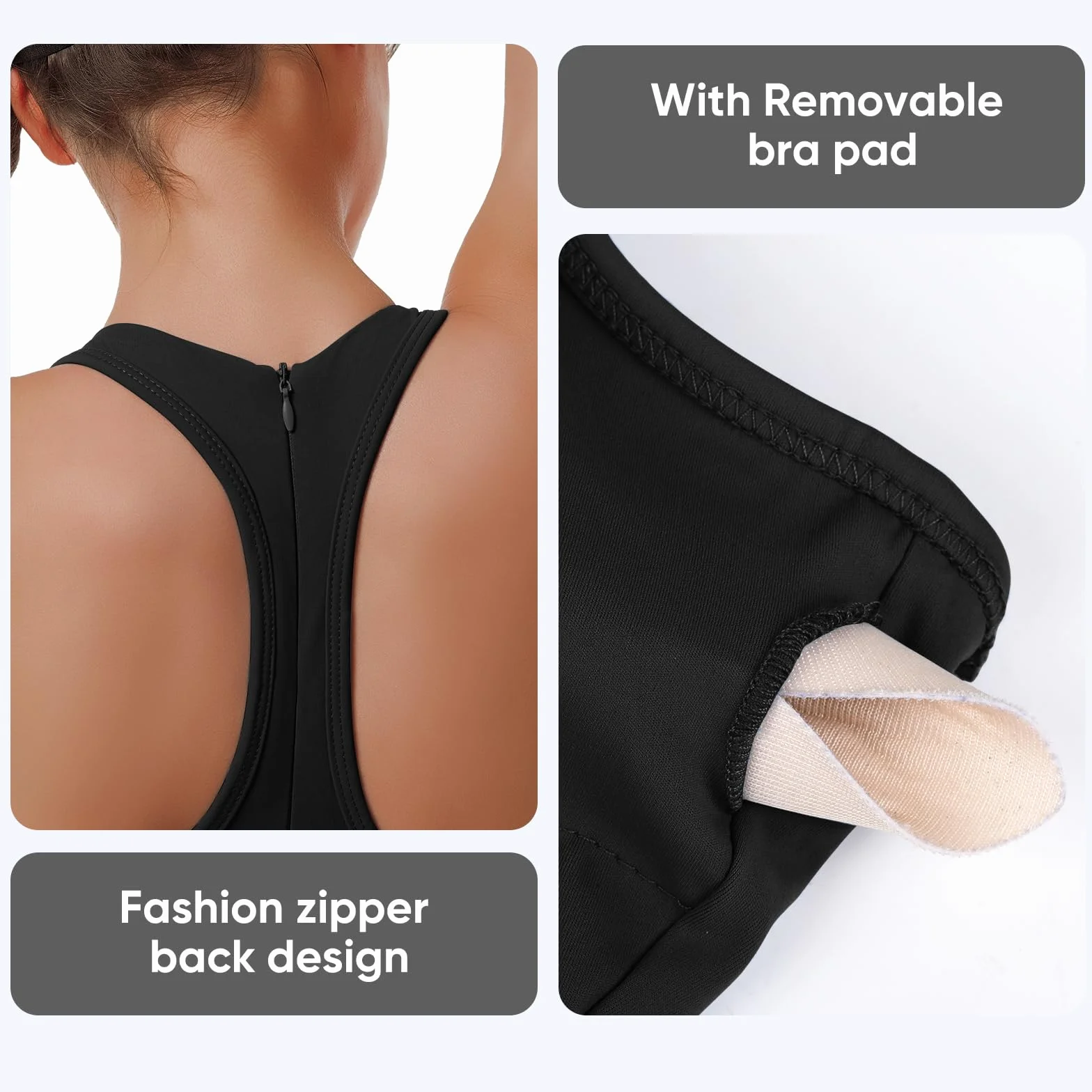 Bezioner Vestido Tenis Mujer Cremallera Sujetador Integrado Pantalón Bolsillos Padel