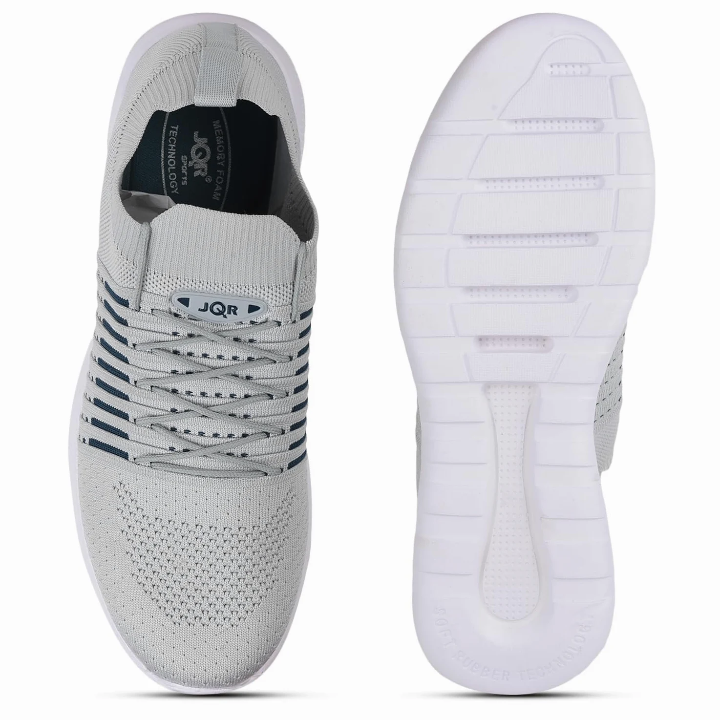 JQR MOJ 402 - Zapatos deportivos para hombre, para correr, caminar, ir al gimnasio, entrenamiento, elegantes, transpirables, ligeros, cómodos, L.GRY/C.GRN, 6 UK