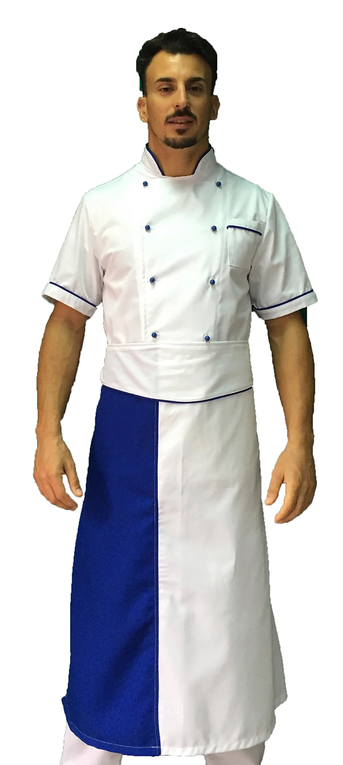 Bordado gratuito – Conjunto de cocinero para hombre – uniforme de chef – Varios colores – Chaqueta, pantalón y delantal – Uniforme para cocina y restaurante – Fabricado en Italia,