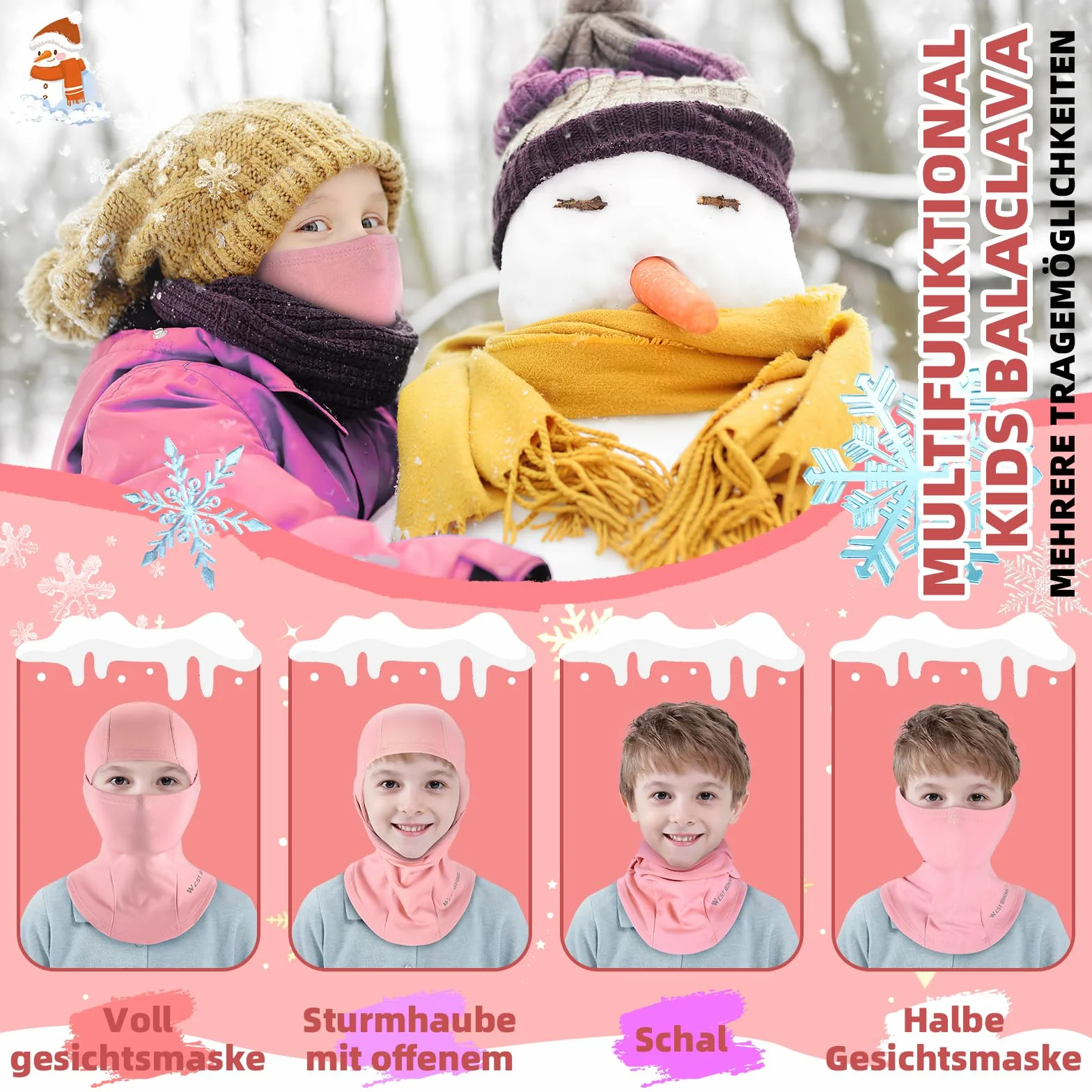ICOCOPRO Pasamontañas de invierno para niños, cálido, a prueba de viento, máscara de esquí