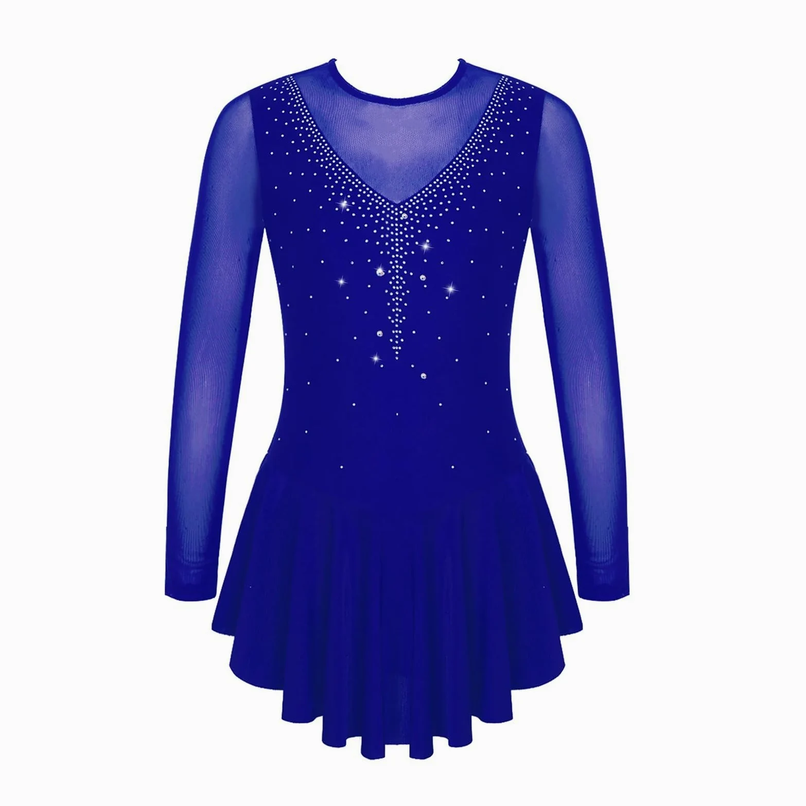 Vestido de Patinaje artístico con Diamantes imitación for niñas, Vestidos Leotardos Ballet Transparentes, Ropa Baile actuación sobre Hielo Empalme Malla