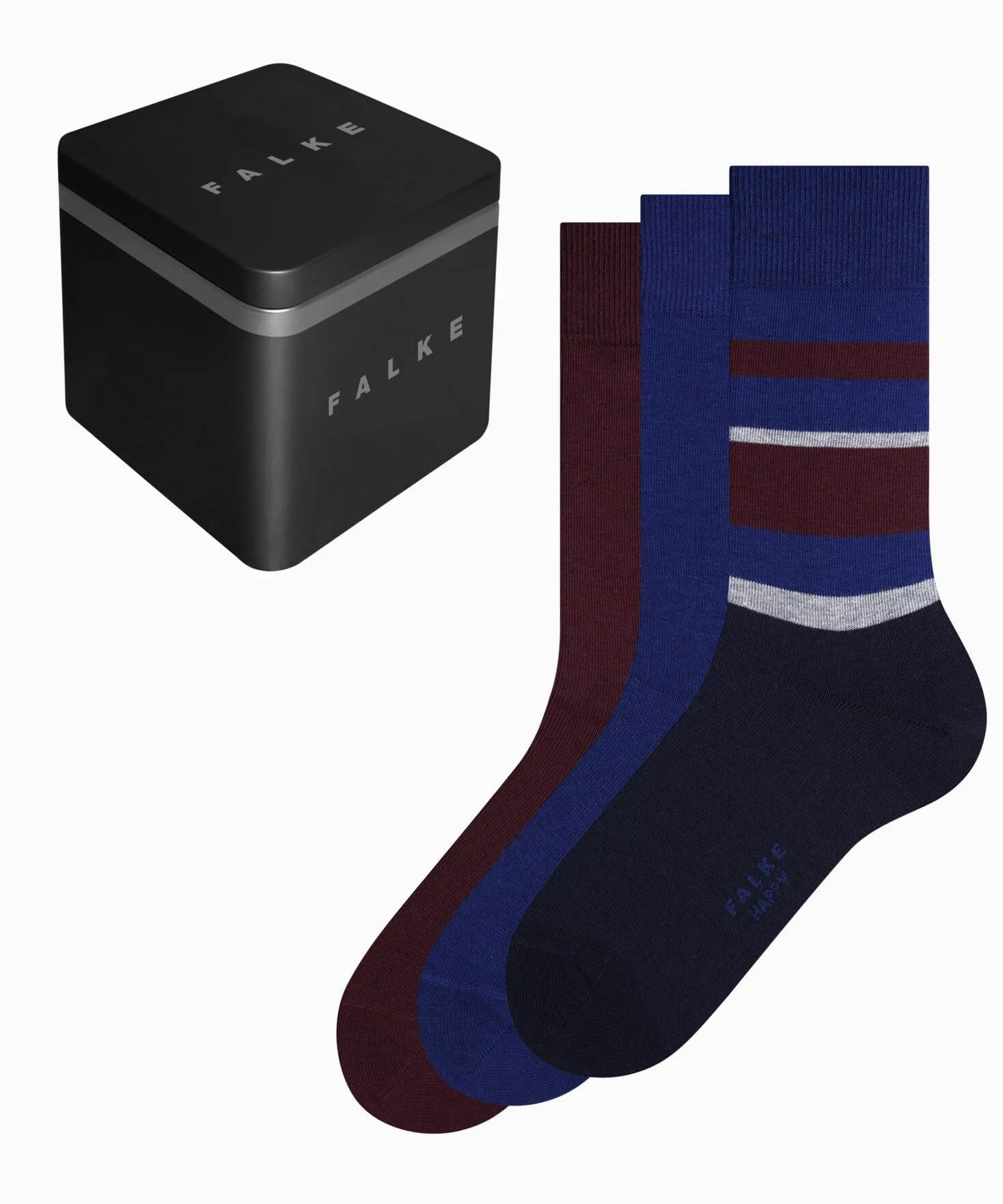 FALKE hombre Happy Box Mix 3-Pack calcetines transpirable algodón extra suave reforzado con costura plana para dedos de los pies libres de presión para looks de negocios multipack 3 pares