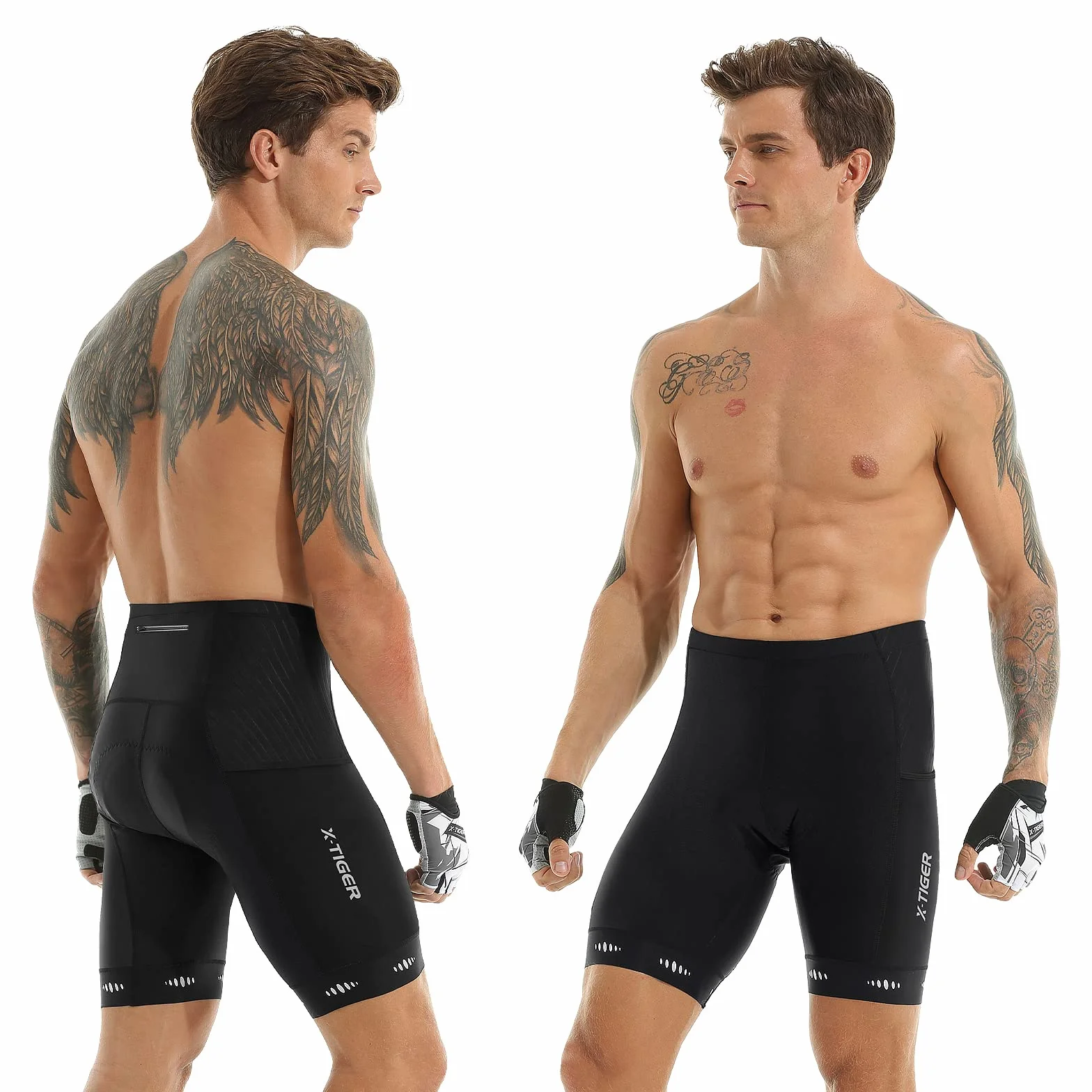 X-TIGER Culotte Ciclismo Hombre 5D Gel Acolchado MTB Pantalones Cortos Transpirable Secado Rápido 3 Bolsillos