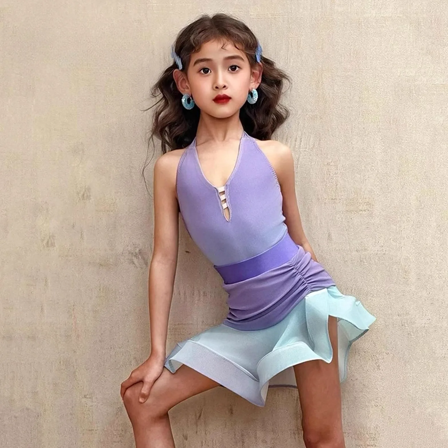 Reglamento de competición rendimiento traje entrenamiento baile latino for niñas Vestido Ropa adecuada para patinaje latino y artístico